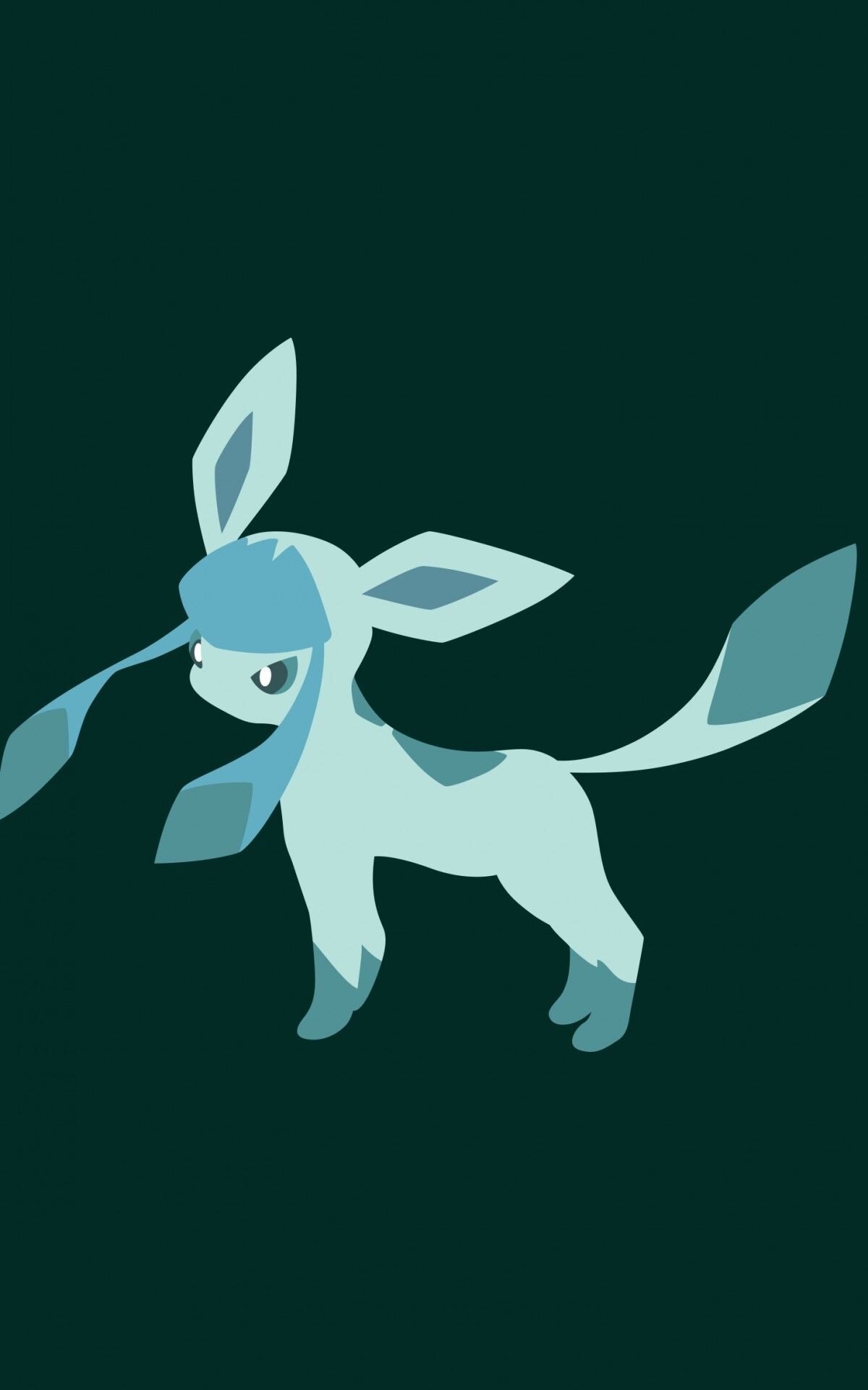 Glaceon: A quadruped mammalian Pokemon that bears a resemblance to an Arctic animal, Blue-colored fur. 1200x1920 HD Background.