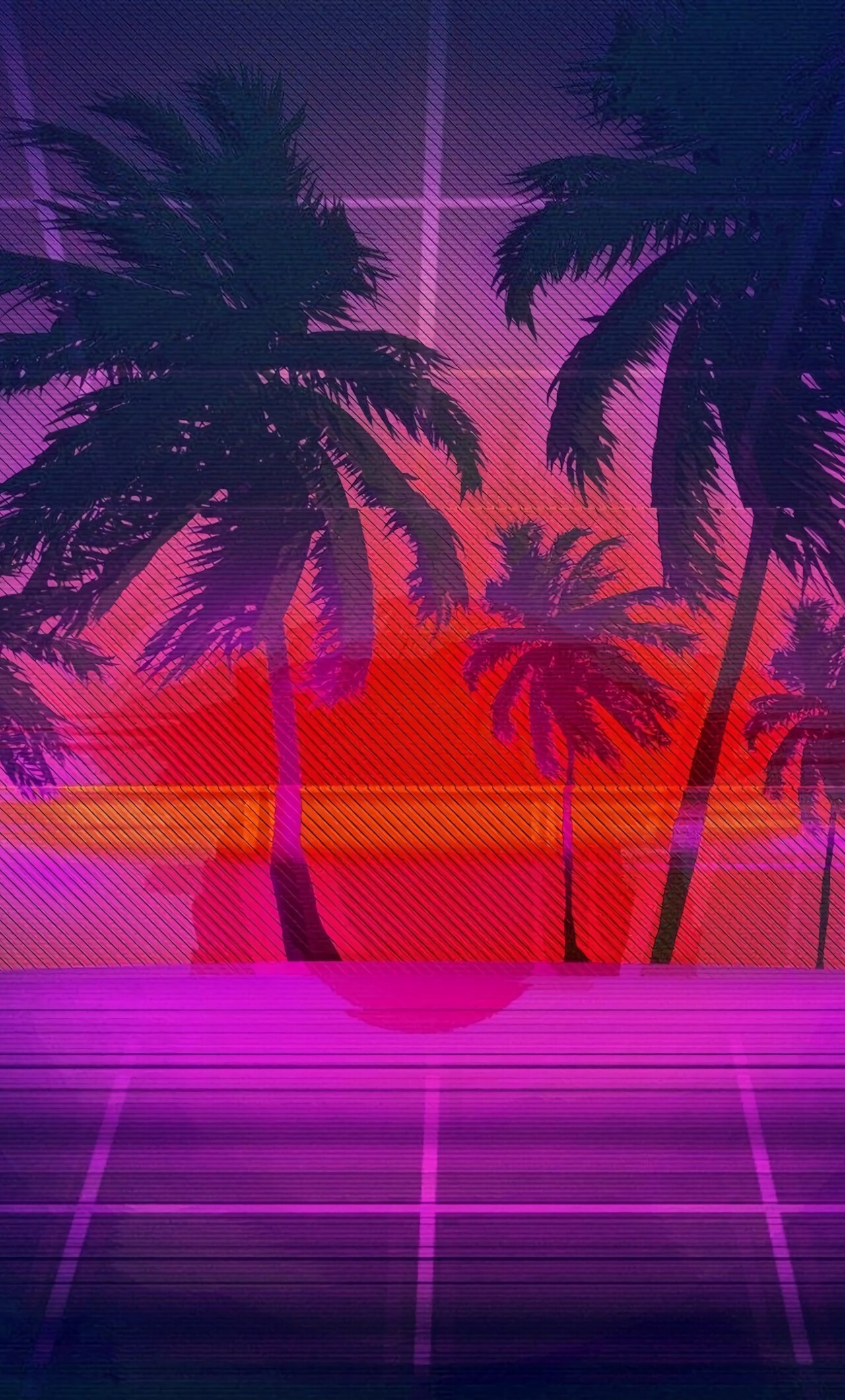 Palm Tree: Fronds, Tropical trees, Minimalistic. 1280x2120 HD Wallpaper.