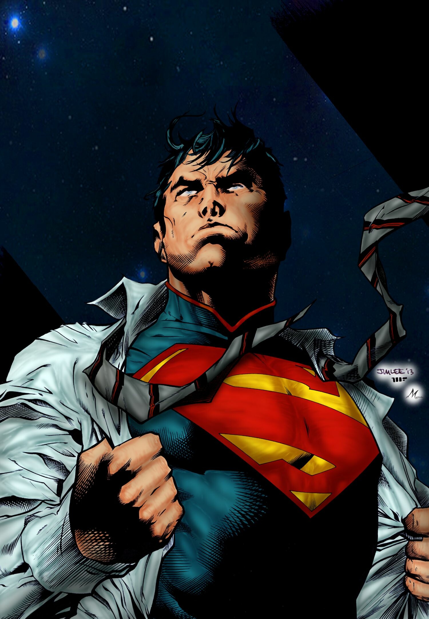 Superman art, Jim Lee inks, Furthy color Mich974, 1500x2170 HD Phone