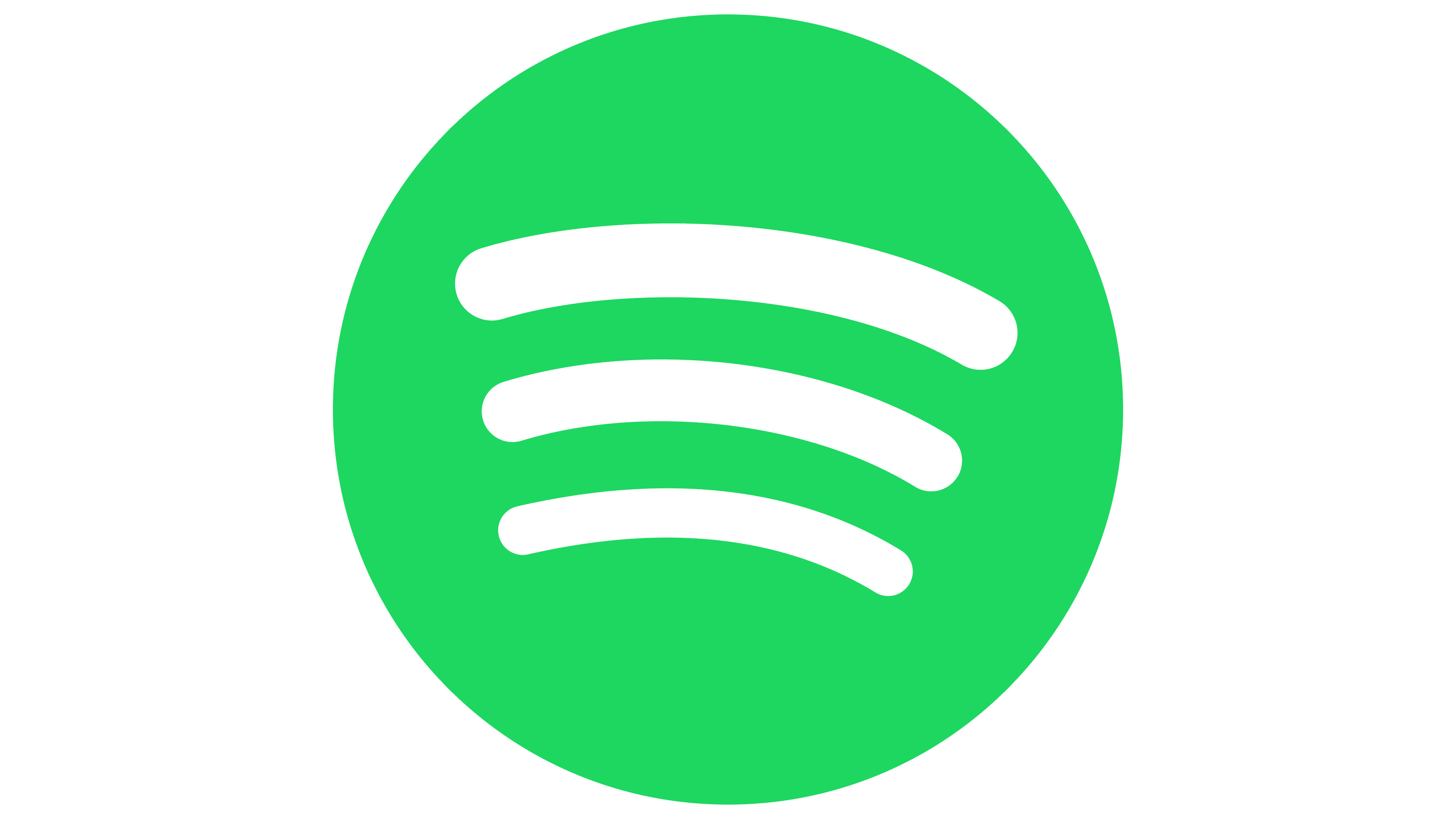 Spotify: Service that enables users to remotely source millions of different songs, Original signature logo. 3840x2160 4K Background.