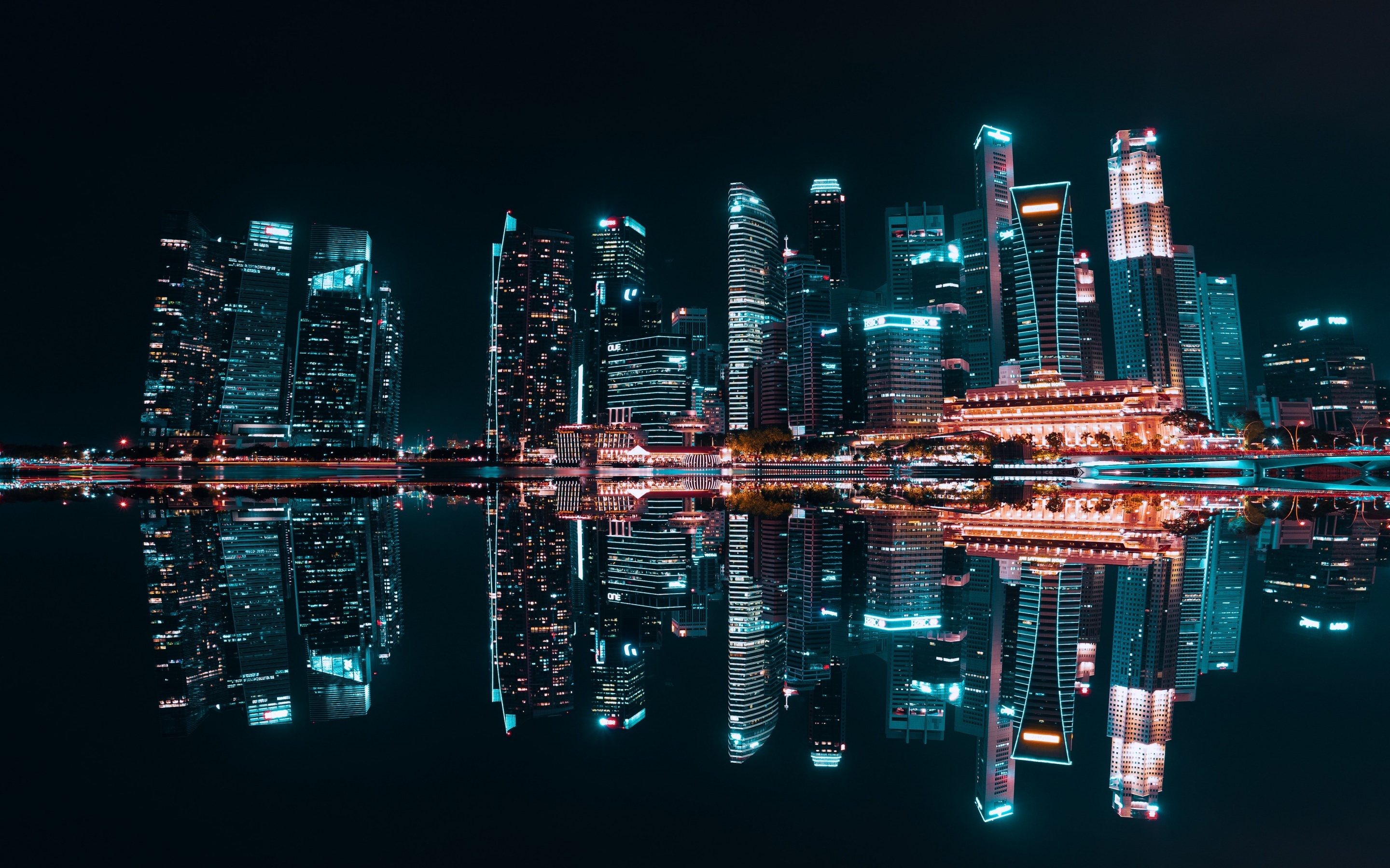Singapore Skyline, Modern architecture marvels, Nightlife allure, City beauty, 2880x1800 HD Desktop