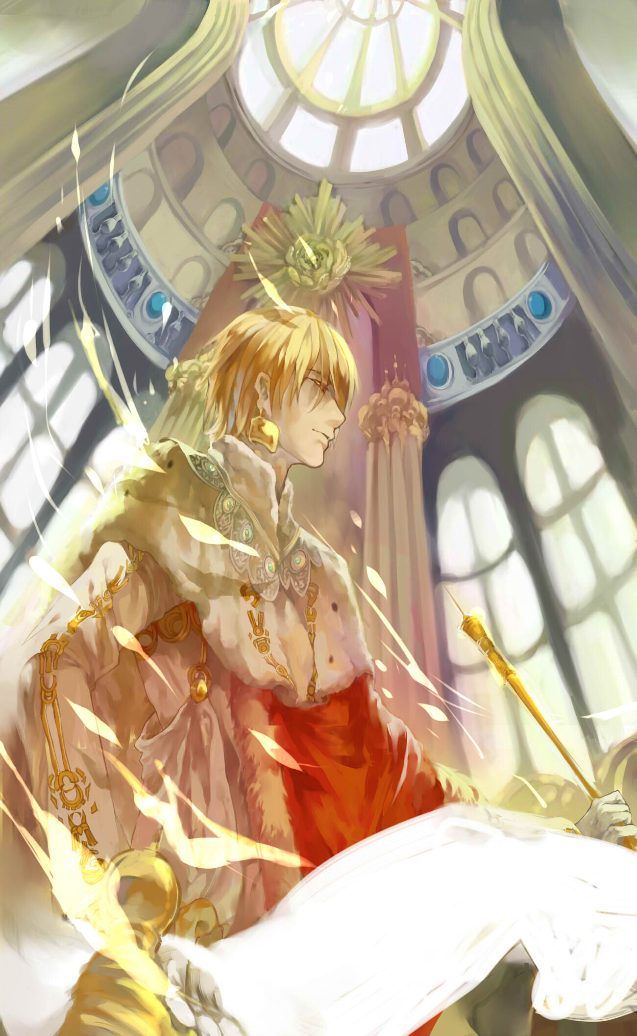 Gilgamesh (Fate/Zero): A unique character in anime, The heroic leader of Uruk, A historical figure that lived around 2500 BC. 1300x2120 HD Wallpaper.
