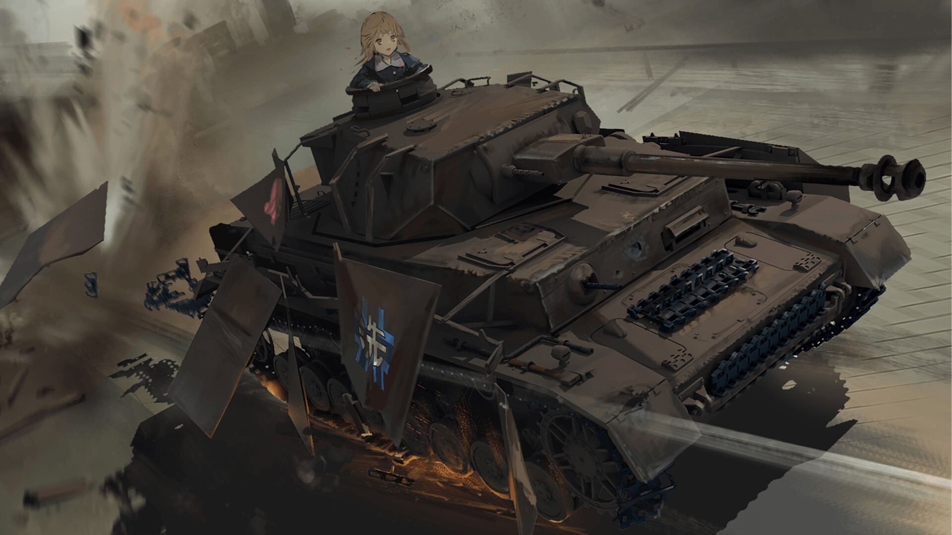 Girls und Panzer: A war-themed anime, Eliminating opponents, Powerful tank, Ooarai Girls Academy. 1920x1080 Full HD Background.