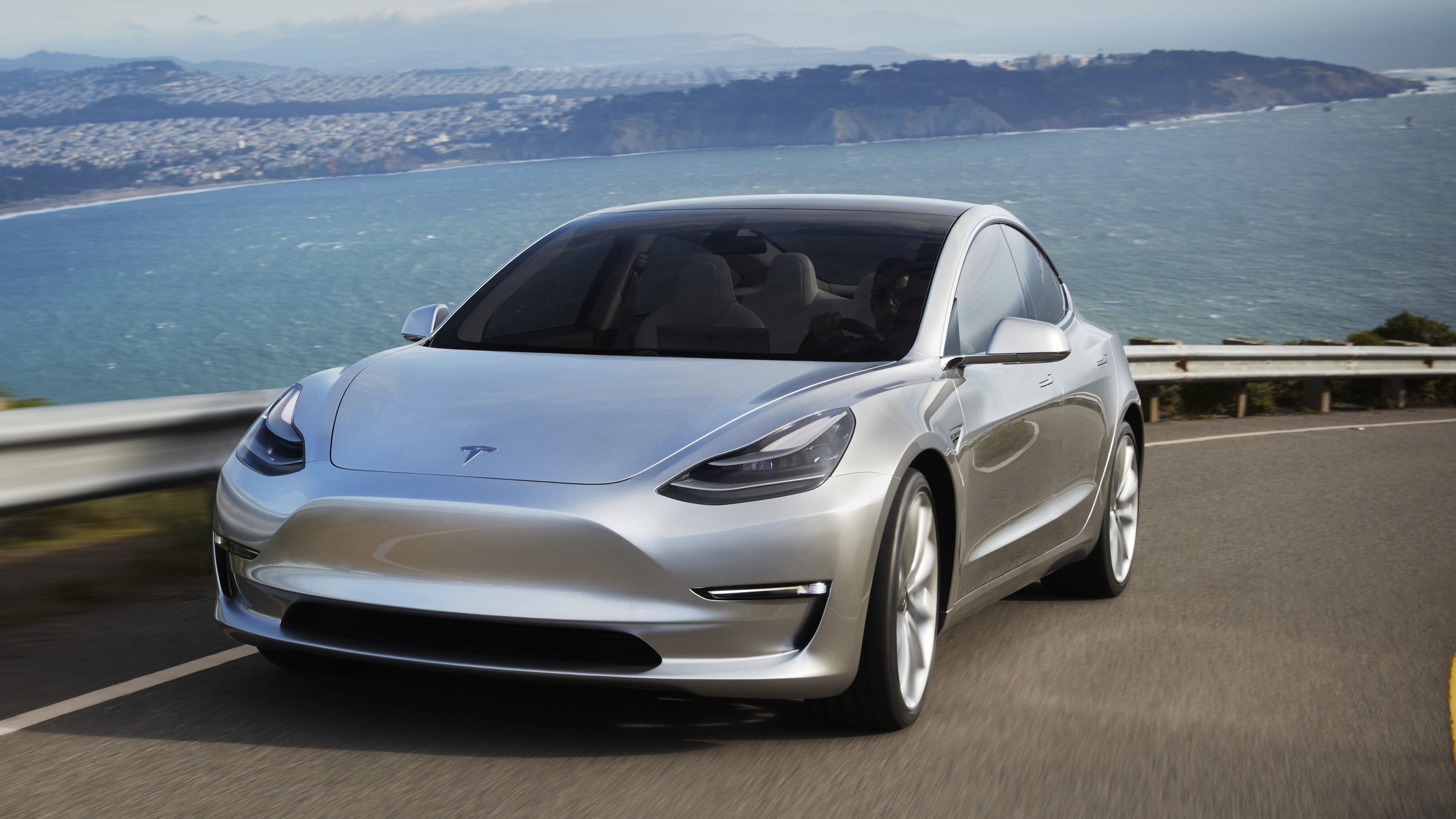 Tesla Model 3 prototype, Electric innovation, Revolutionary sedan, Elon Musk's vision, 3840x2160 4K Desktop