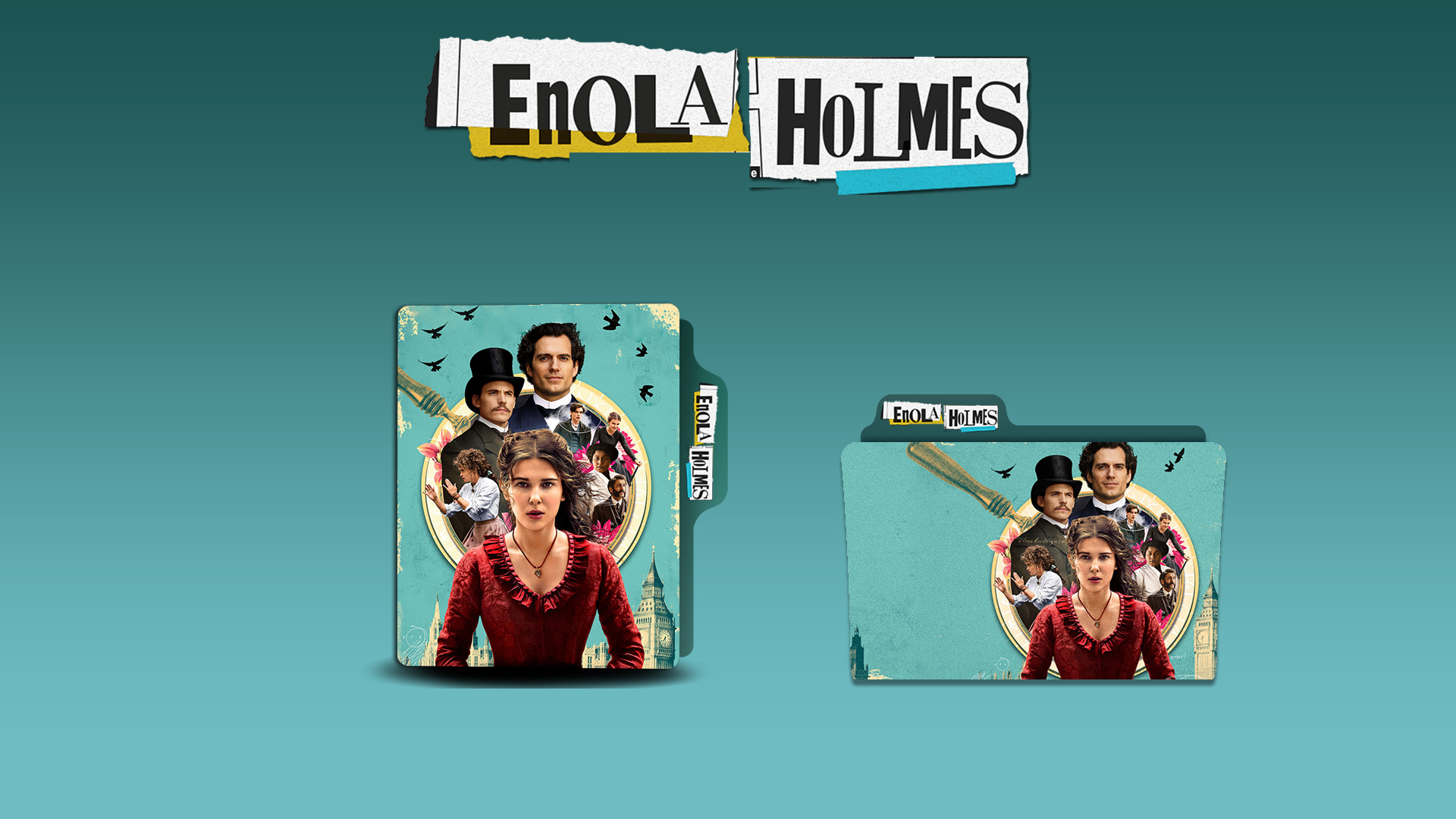 Enola Holmes, Mysteries, Folder icon, By daniel4silva, 1920x1080 Full HD Desktop