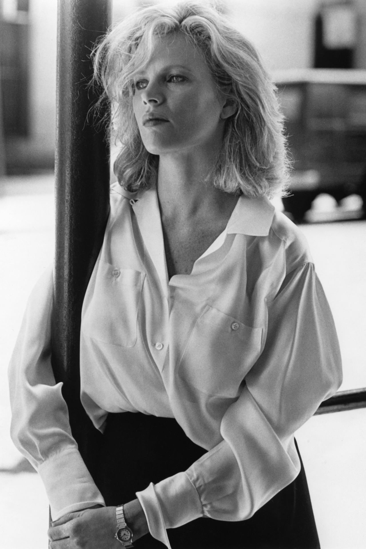 Kim Basinger, Black and white portrait, Timeless beauty, Mesmerizing gaze, 1280x1920 HD Phone