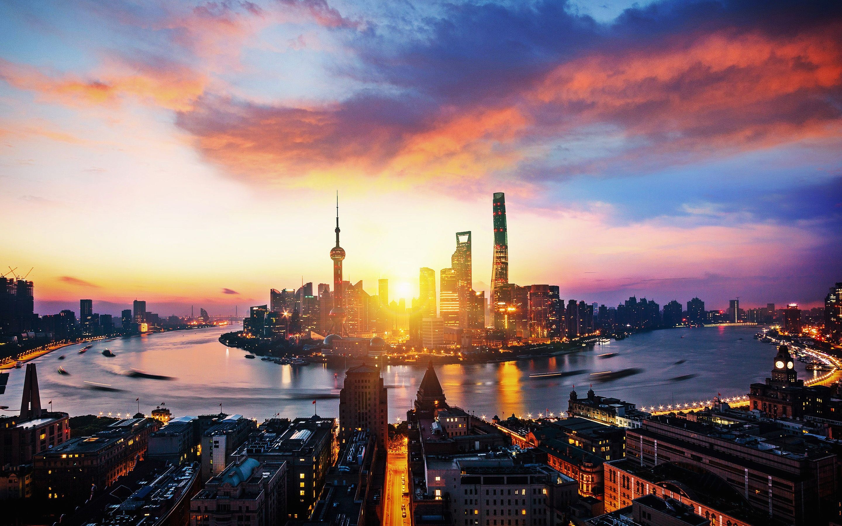 Shanghai Skyline, 4K wallpapers, Urban cityscape, Shanghai, 2880x1800 HD Desktop