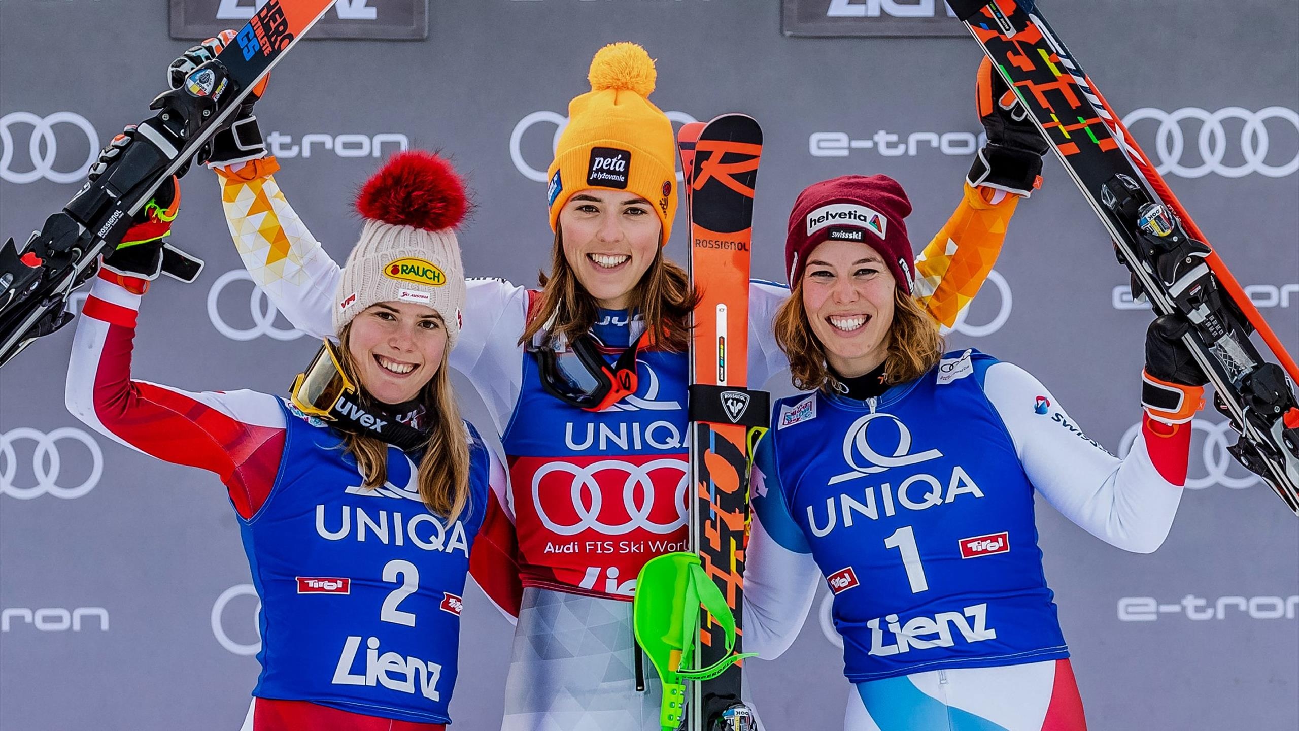 Katharina Liensberger, Skiing sensation, Excitement for Olympics, Mikaela Shiffrin, 2560x1440 HD Desktop