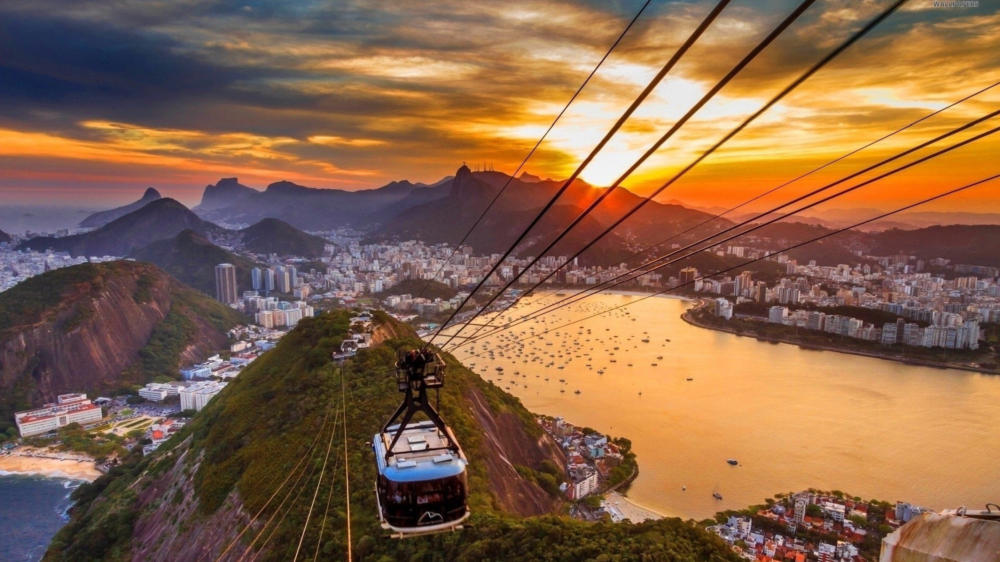 Rio De Janeiro, Brasil sunset, City view, Mesmerizing scenery, 3840x2160 4K Desktop