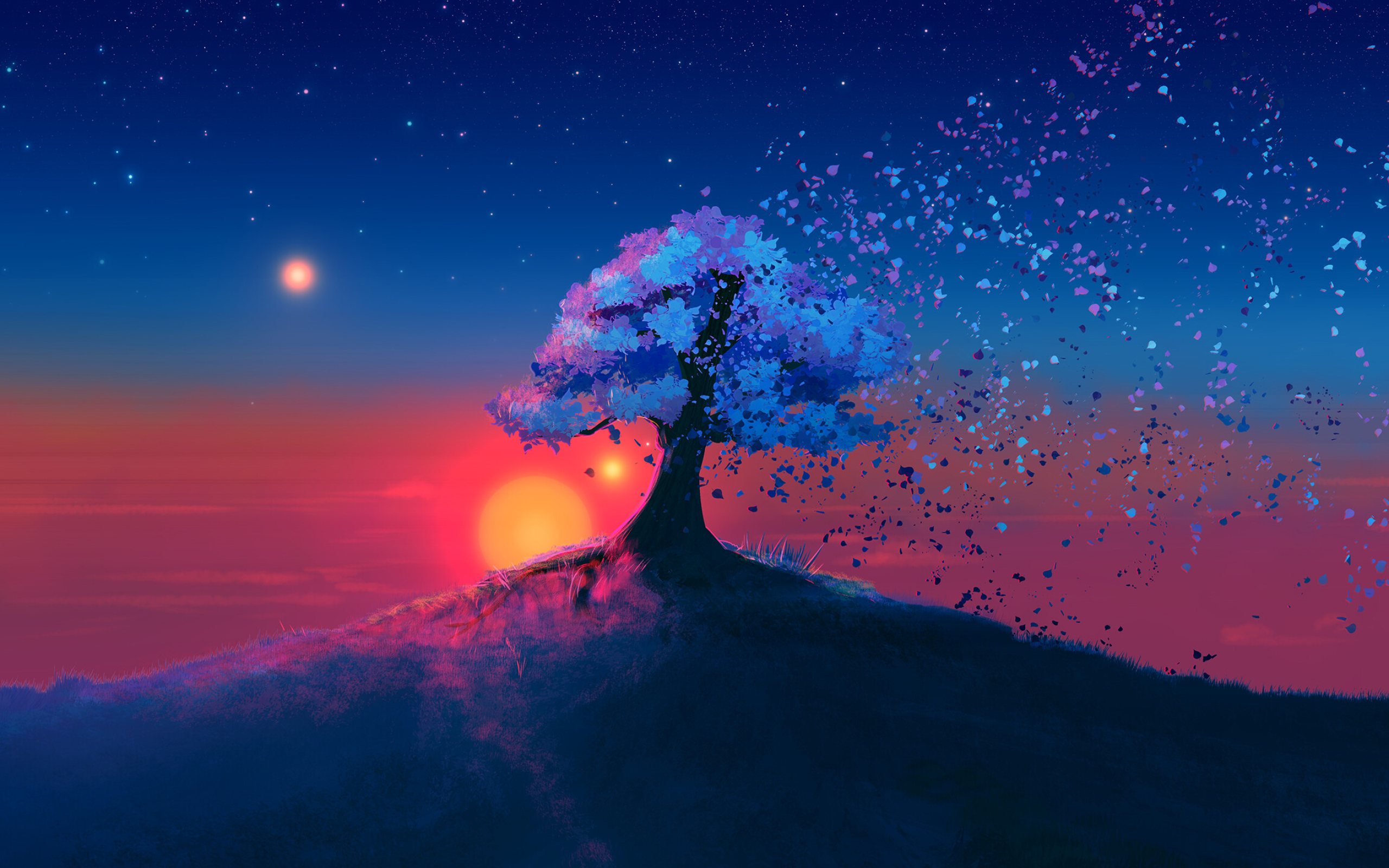 Fading tree, HD wallpaper, Nature background, Tree silhouette, 2560x1600 HD Desktop