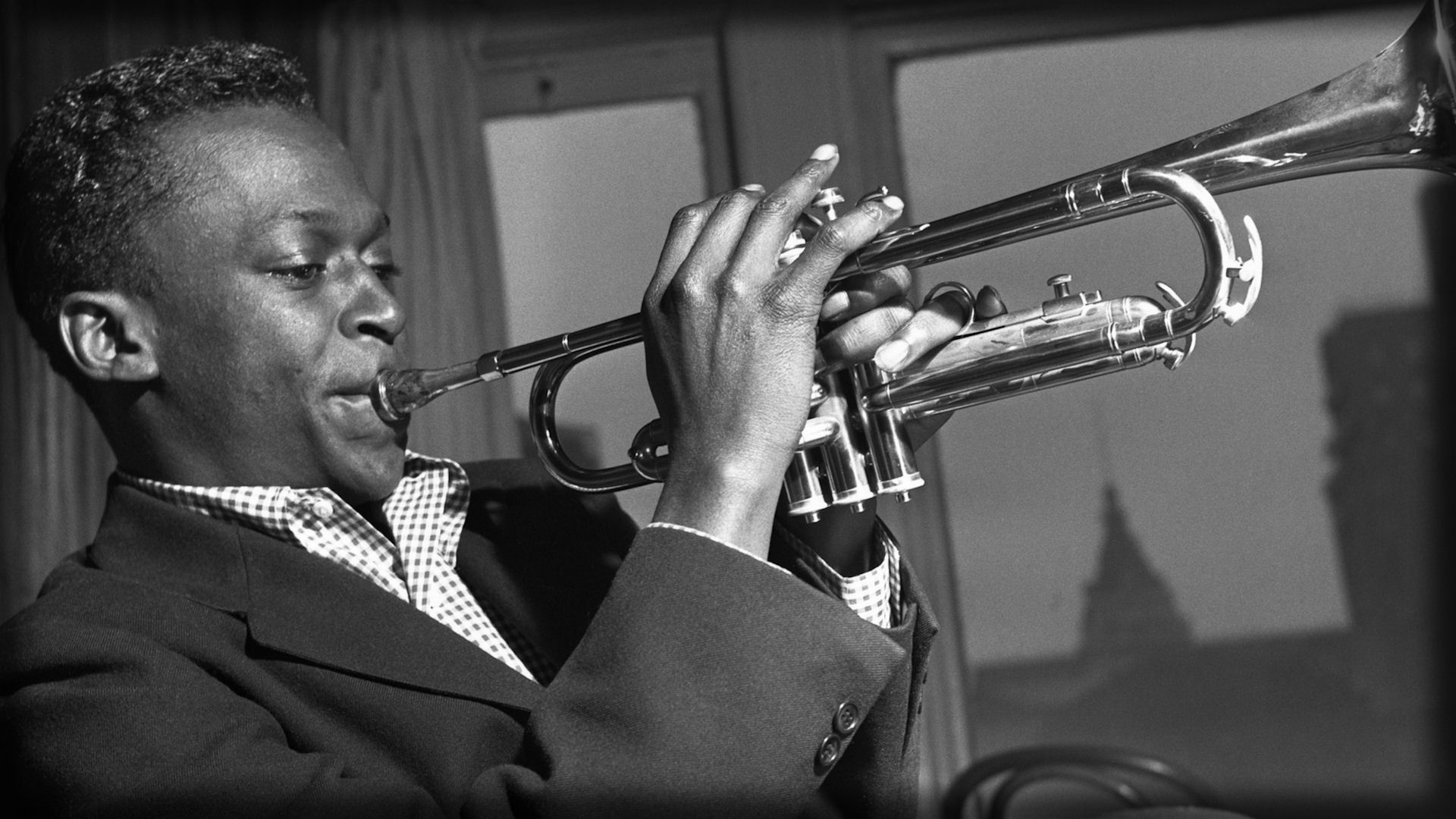 Miles Davis music, Musical instrument wallpaper, Jazz play trumpet, Black and white photography, 1920x1080 Full HD Desktop