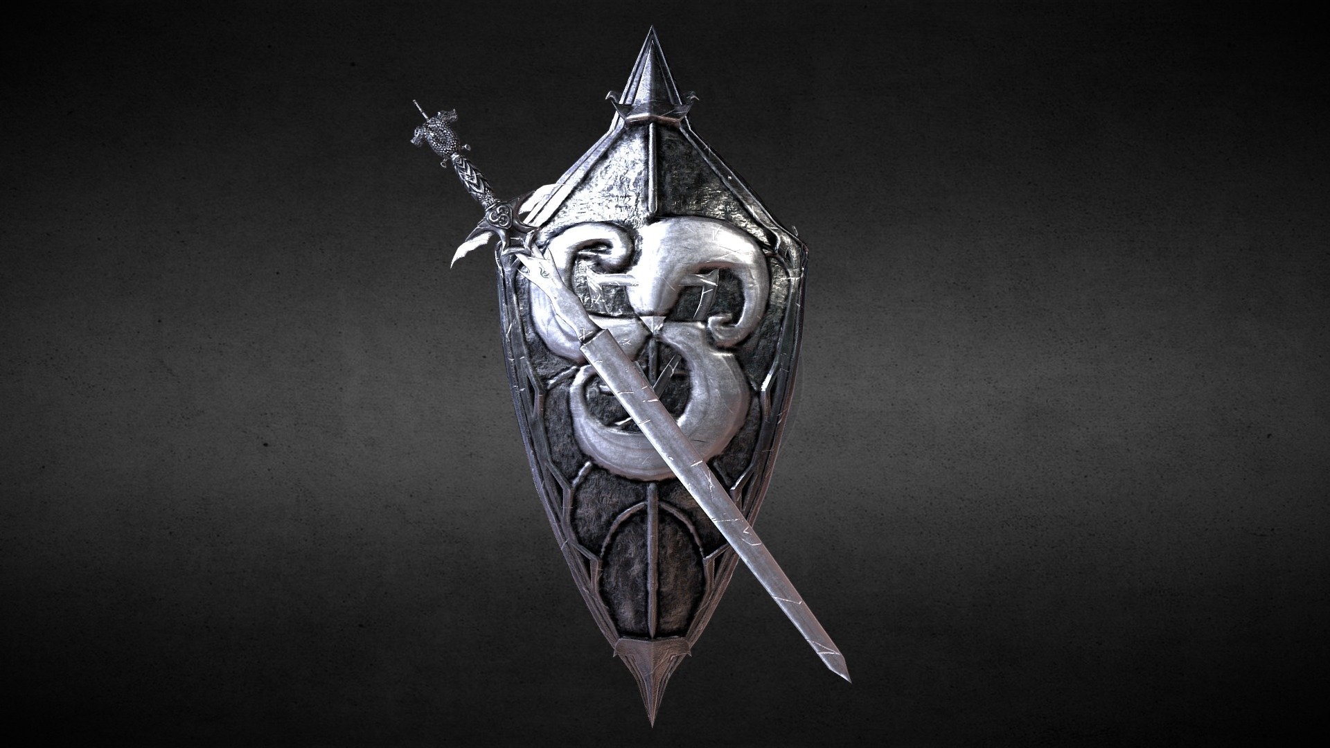 Dark knight sword, Shield set, 1920x1080 Full HD Desktop