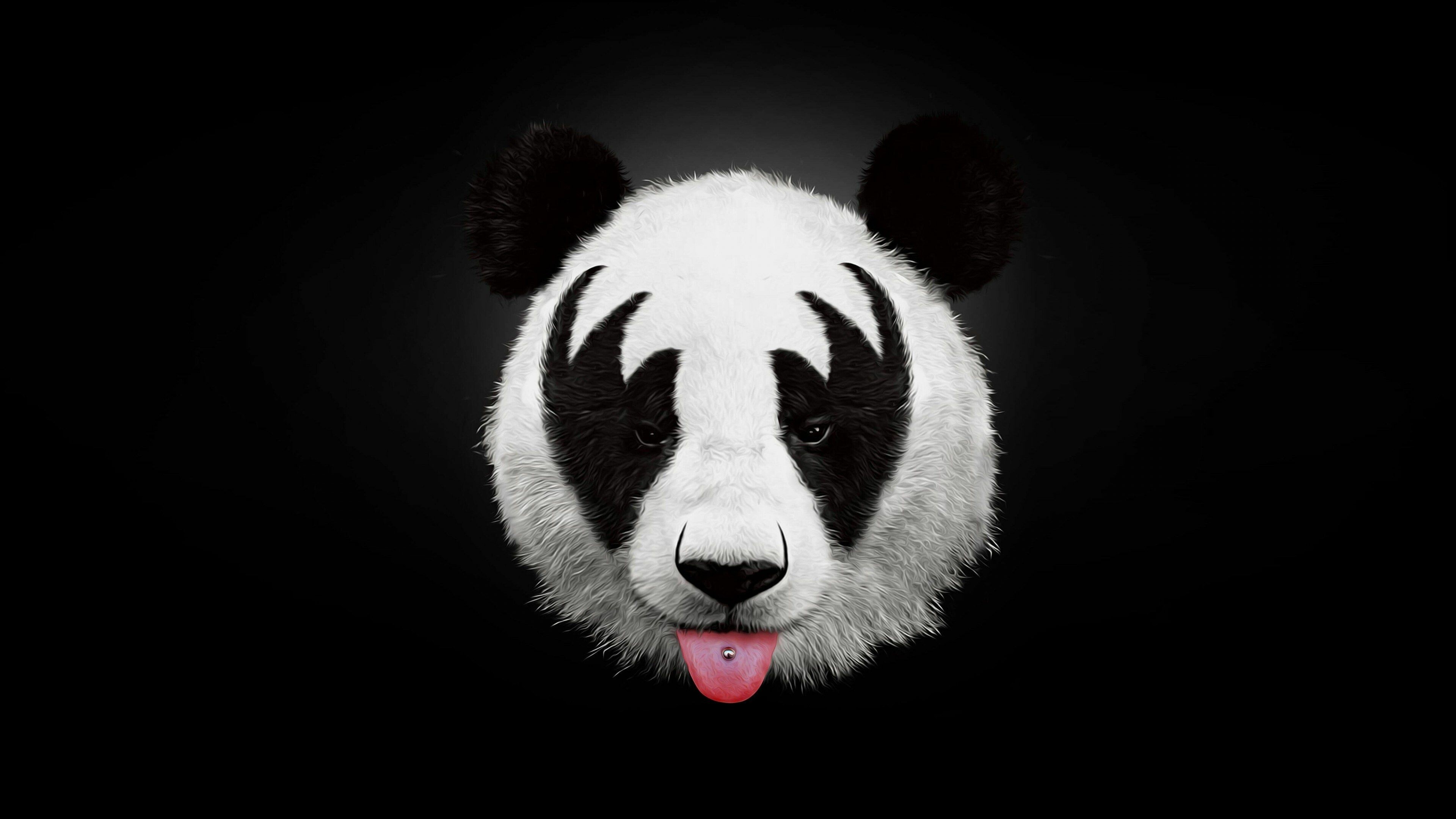 Panda: Ailuropoda melanoleuca, A bear species endemic to China. 3840x2160 4K Background.