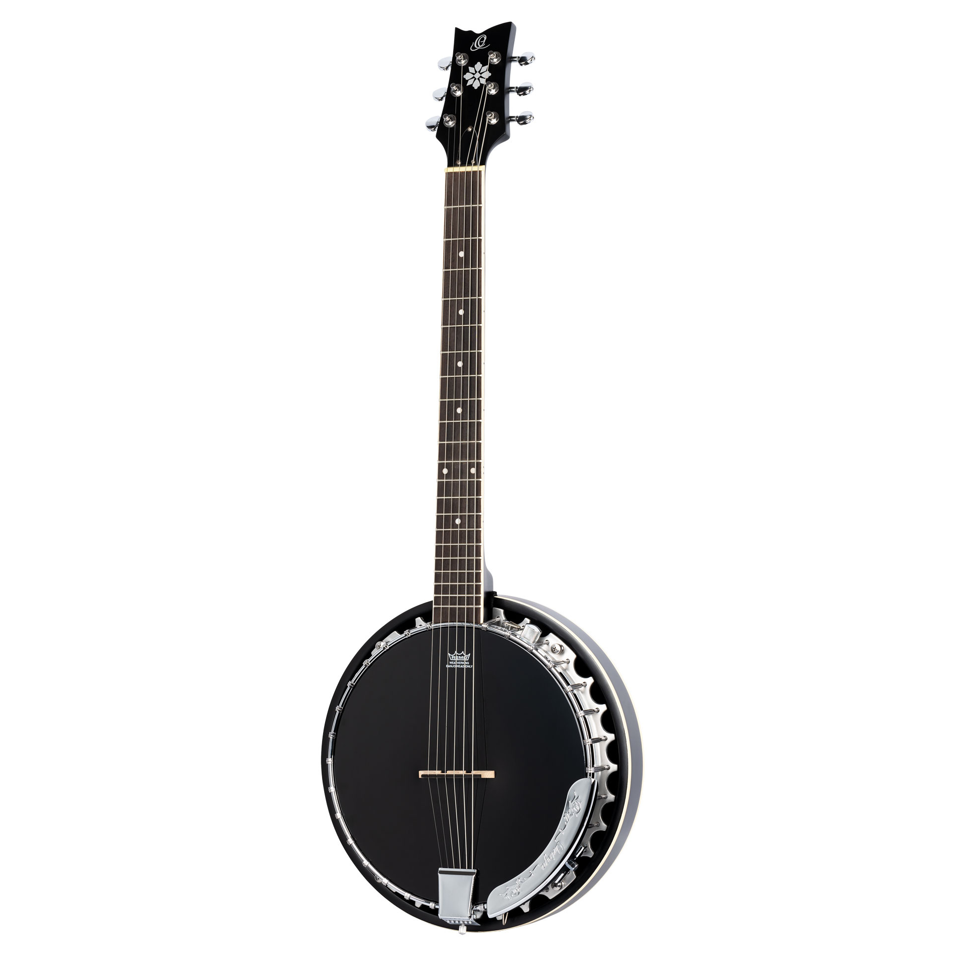 Banjo: Ortega OBJE356-SBK-L, Bluegrass musical instrument, A stringed instrument with a drumlike body. 1920x1920 HD Background.