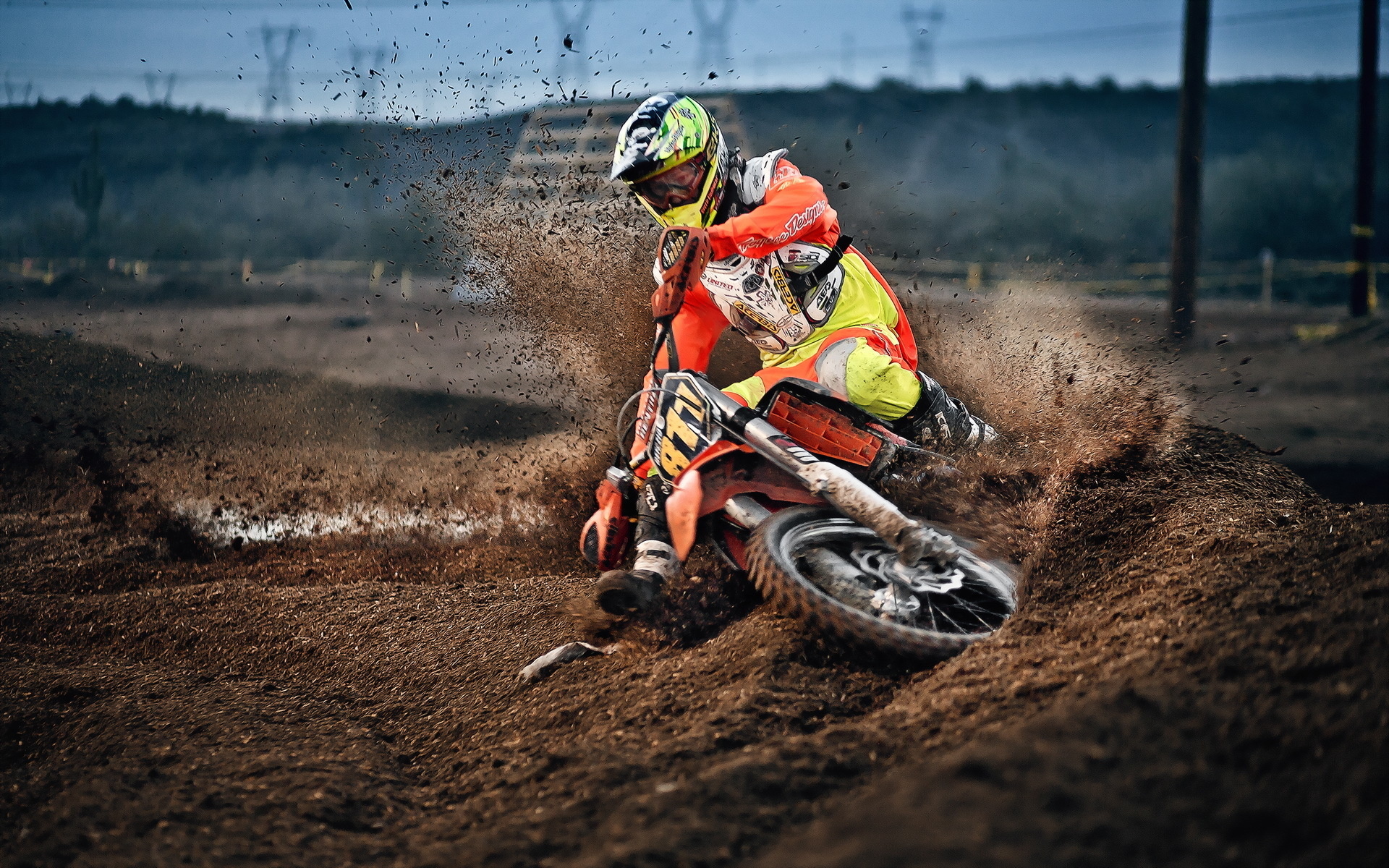 Motocross: Almost Went Off The Track While Cornering, Bike Stunt. 1920x1200 HD Wallpaper.