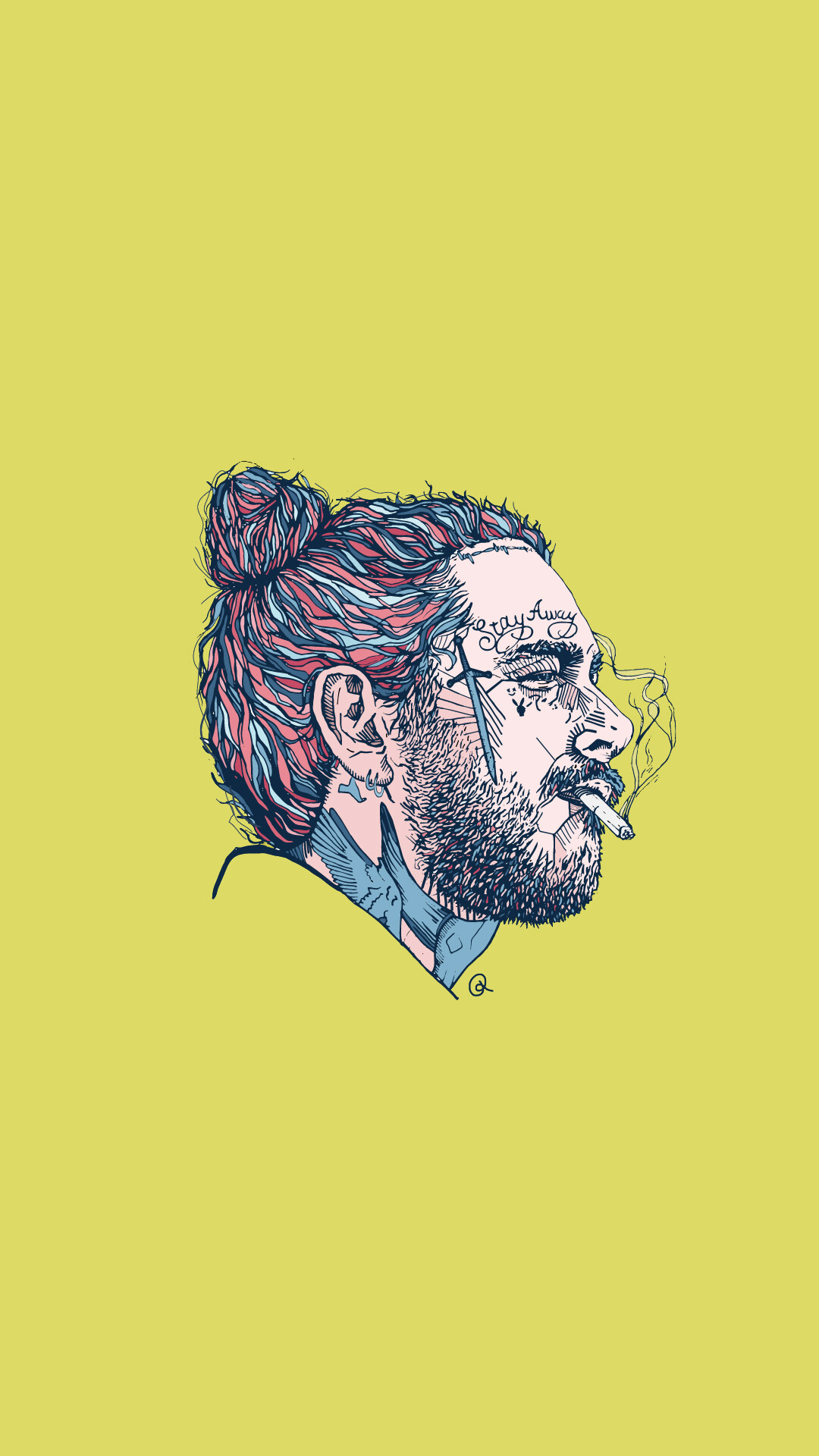 Post Malone: His fourth album, Twelve Carat Toothache, was released in June 2022. 1080x1920 Full HD Background.