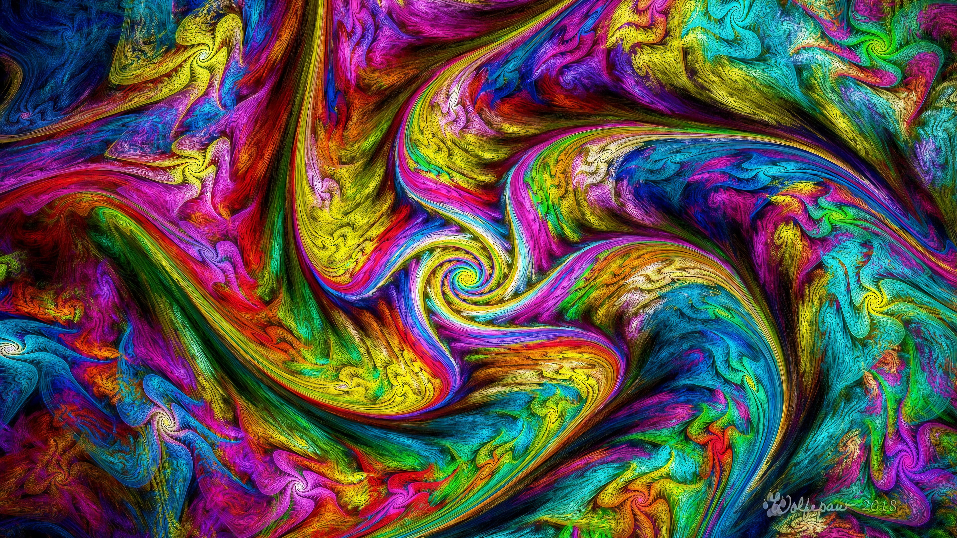 Colorful swirl, Fractal 4K, Ultra HD wallpaper, Background, 3840x2160 4K Desktop