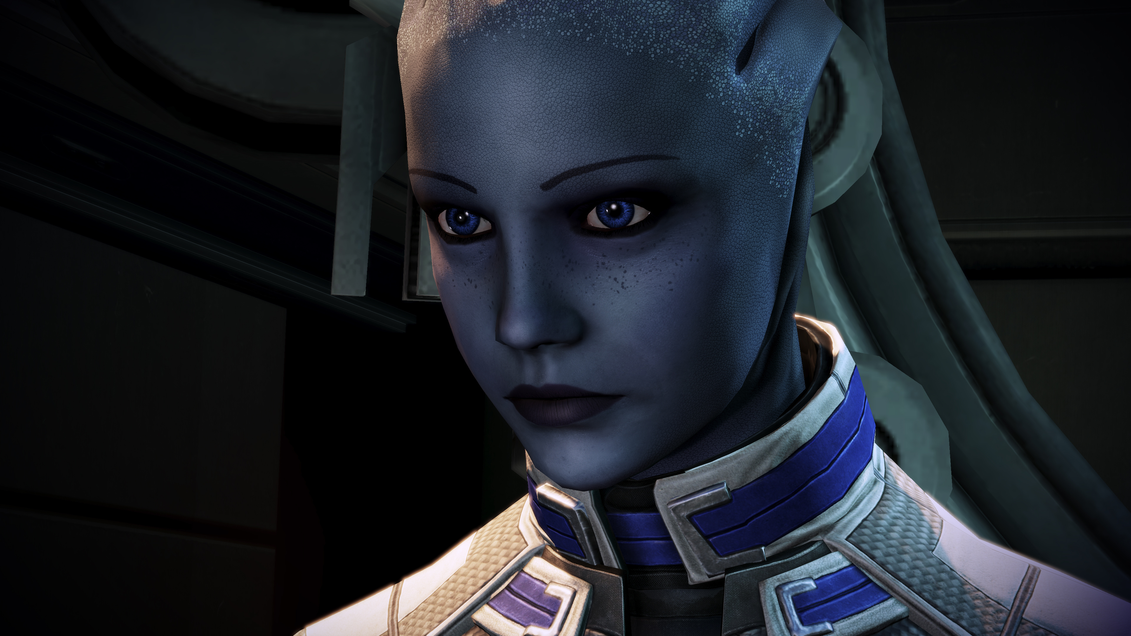 Liara T'Soni, Asari remastered mod, Mass Effect 3, Enhanced graphics, 3840x2160 4K Desktop