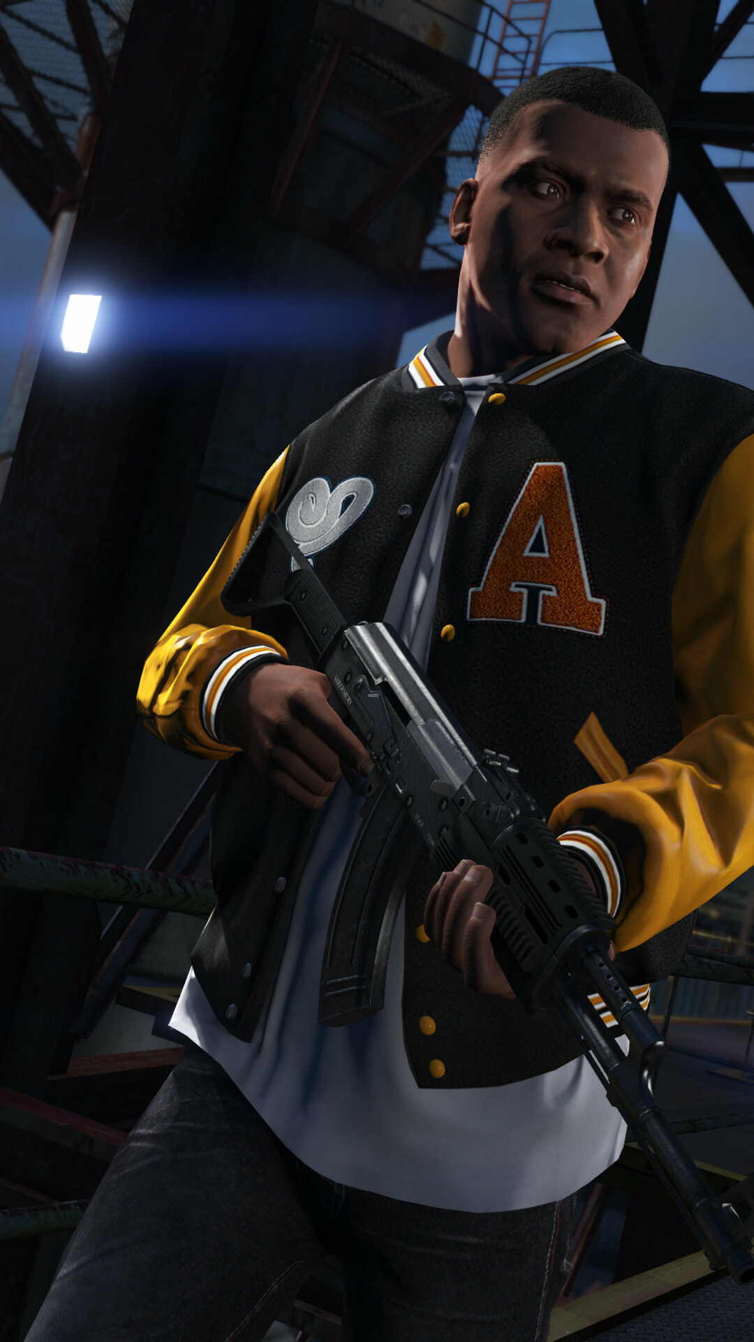 Grand Theft Auto 5: Franklin Clinton, Voiced by Shawn Fonteno. 1080x1920 Full HD Background.