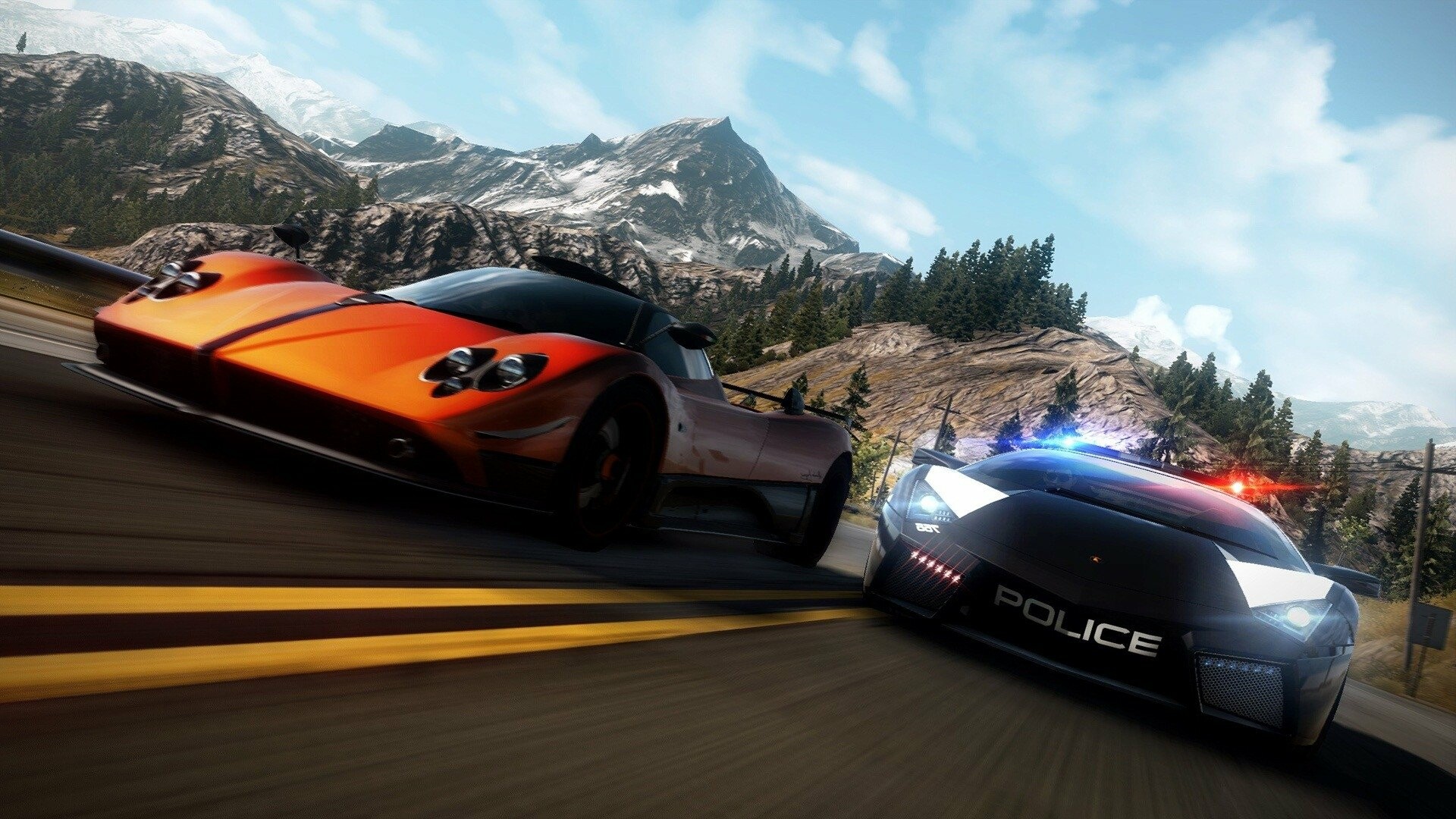 Need for Speed Hot Pursuit Remastered: The game features a range of licensed vehicles, including Pagani Zonda and Lamborghini Gallardo. 1920x1080 Full HD Wallpaper.
