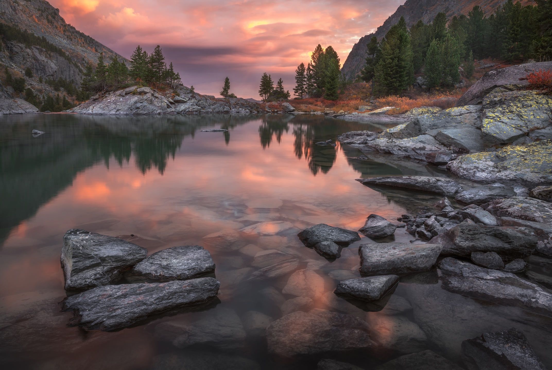 Altai Mountains, Nature beauty, Lake sunset, Autumn landscape, 2150x1440 HD Desktop