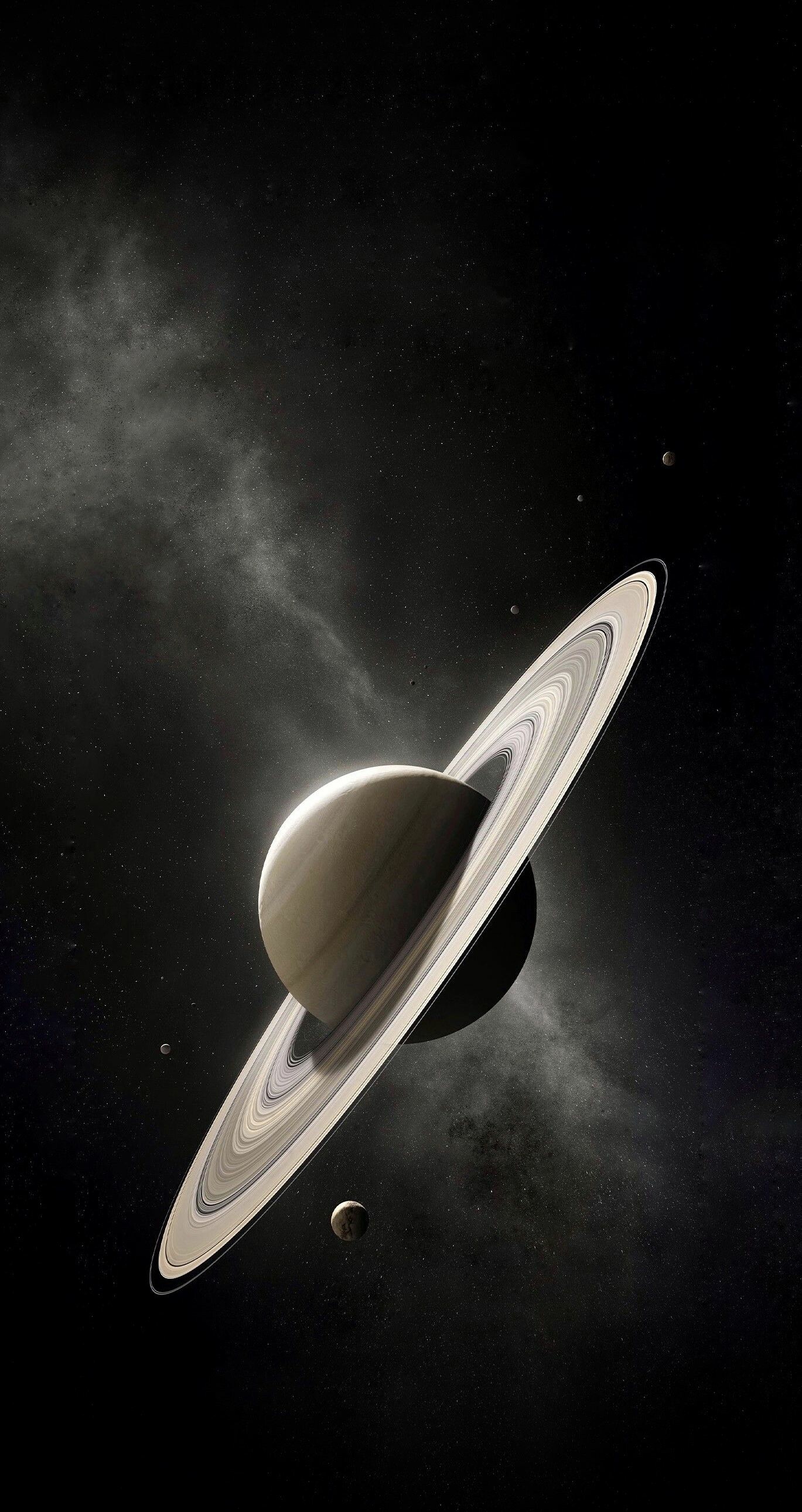 Saturn: The planet is unique because of its ring system, which includes nine main rings. 1370x2590 HD Wallpaper.