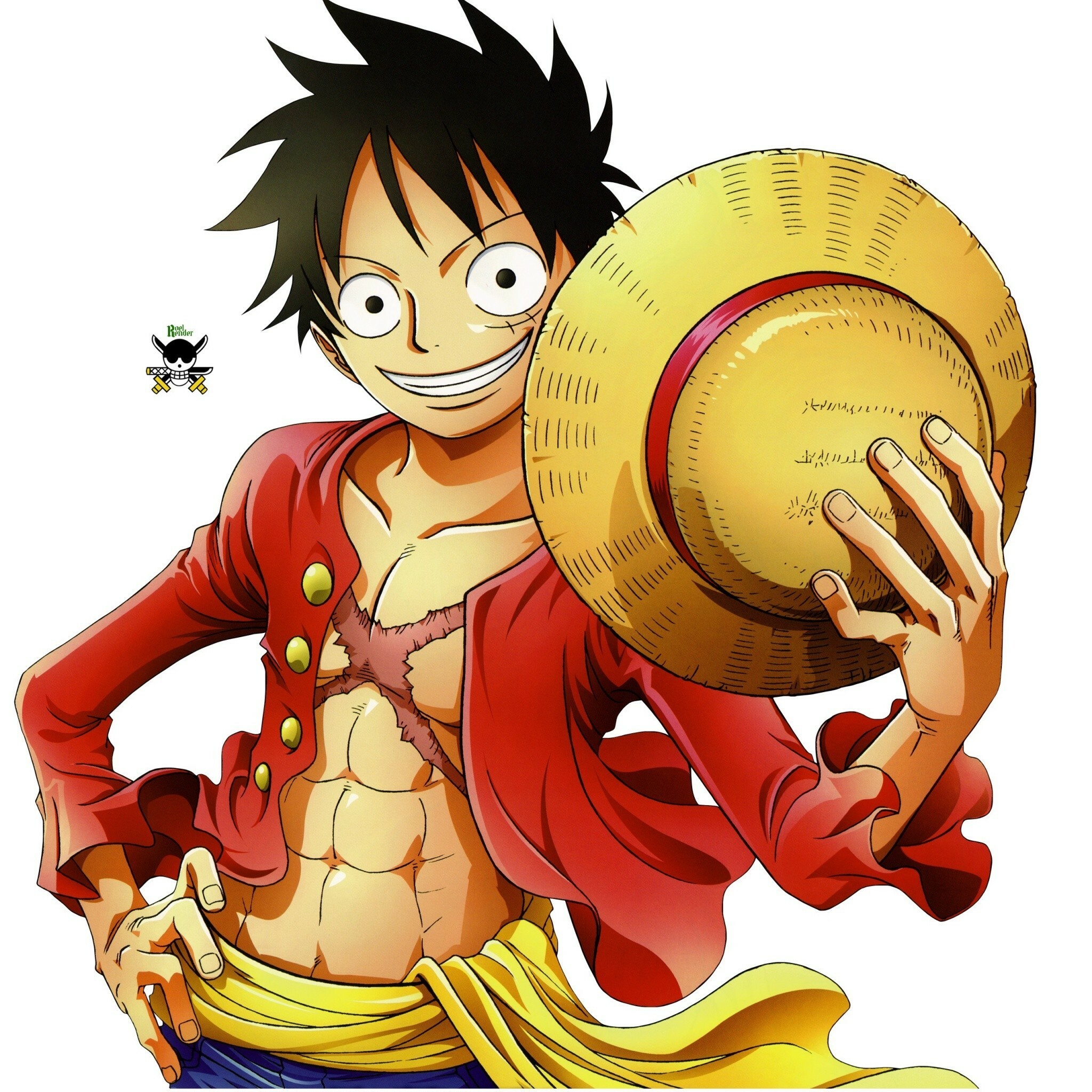 One Piece: Monkey D. Luffy, a boy whose body gained the properties of rubber after unintentionally eating a Devil Fruit. 2050x2050 HD Background.