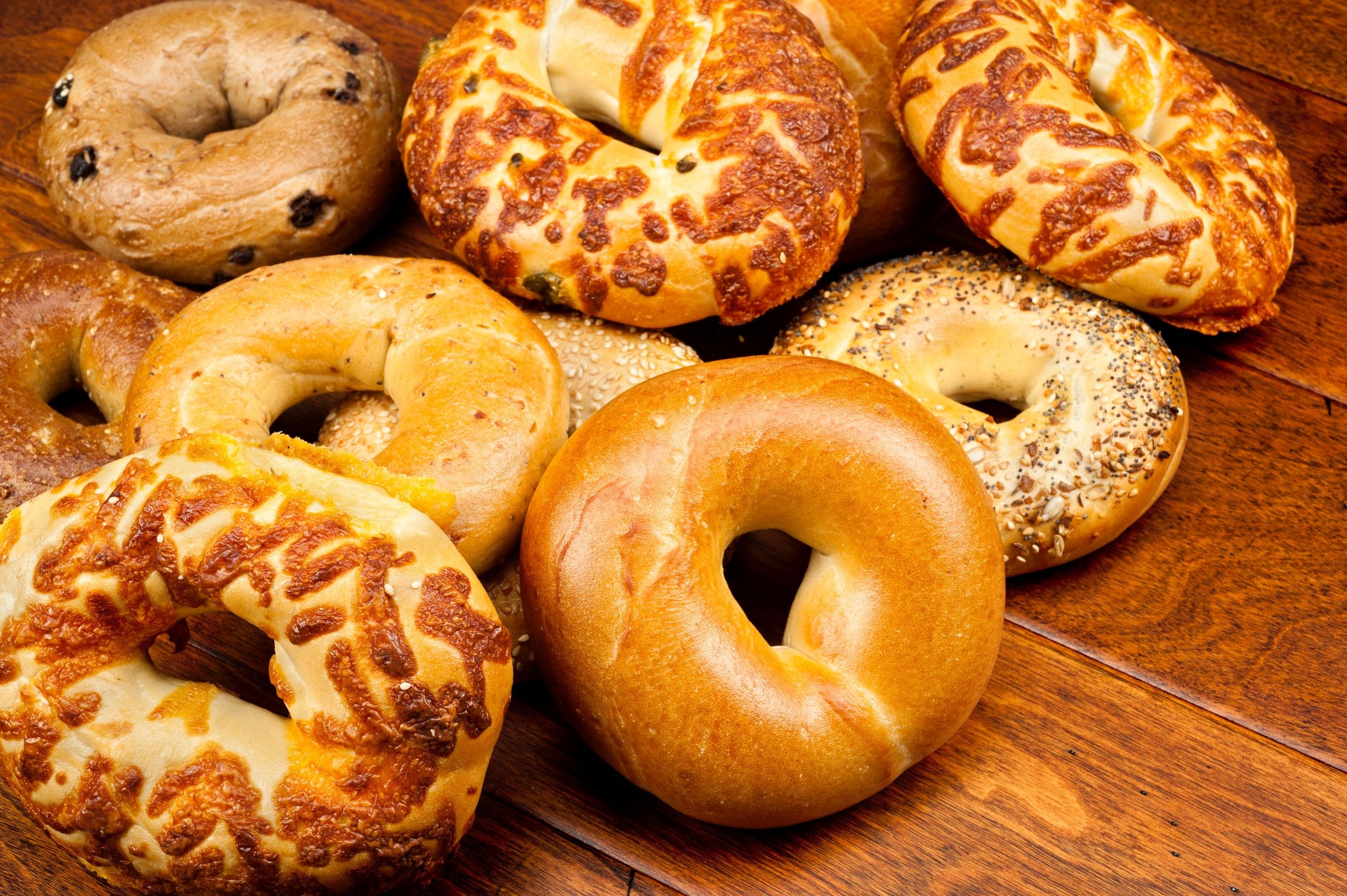 Assorted bagels, Variety of flavors, Tempting choices, Visual delight, 2520x1680 HD Desktop