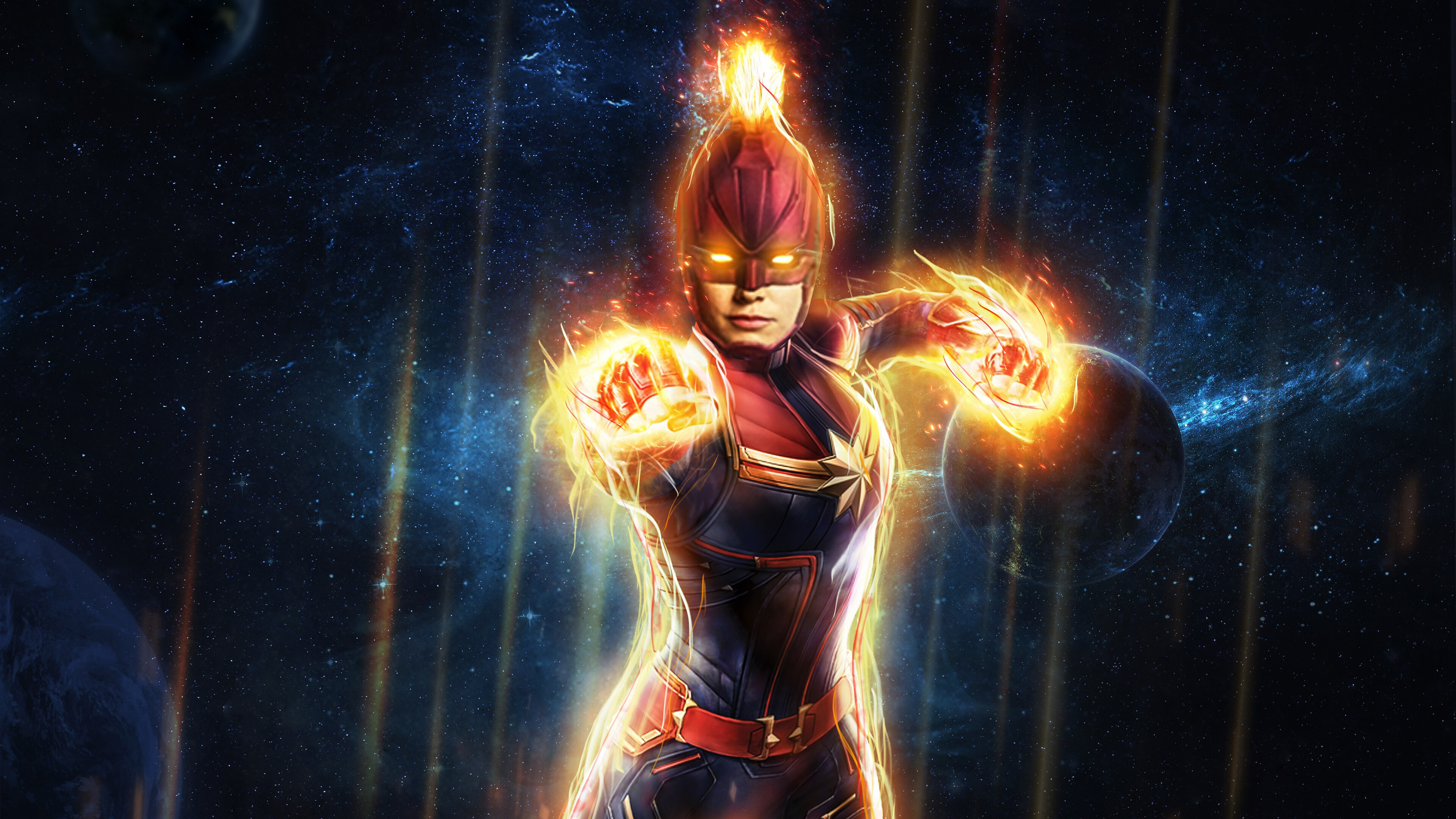 Captain Marvel: Transformed into a Human-Kree hybrid via blood transfusion and renamed Vers. 3840x2160 4K Background.
