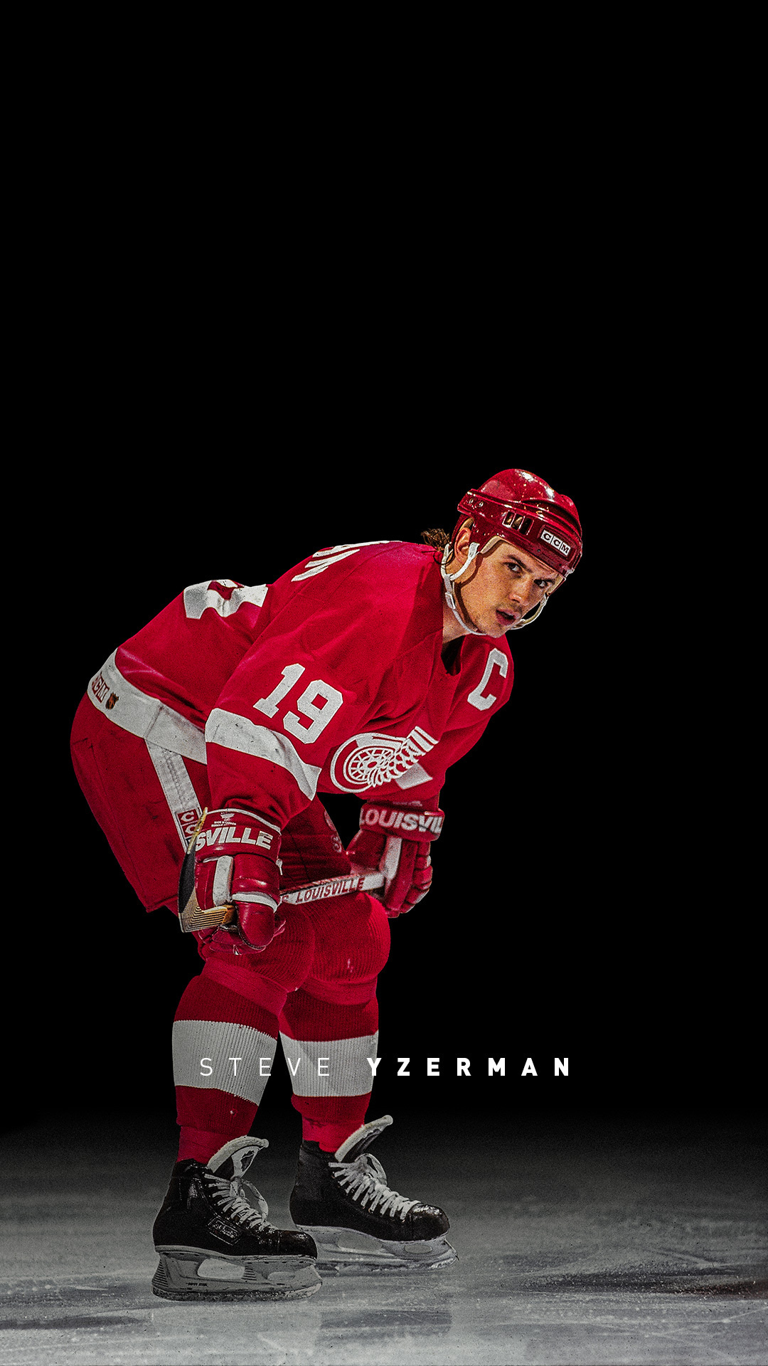 Detroit Red Wings: Steve Yzerman captained the team from 1986 until his retirement in 2006. 1080x1920 Full HD Background.