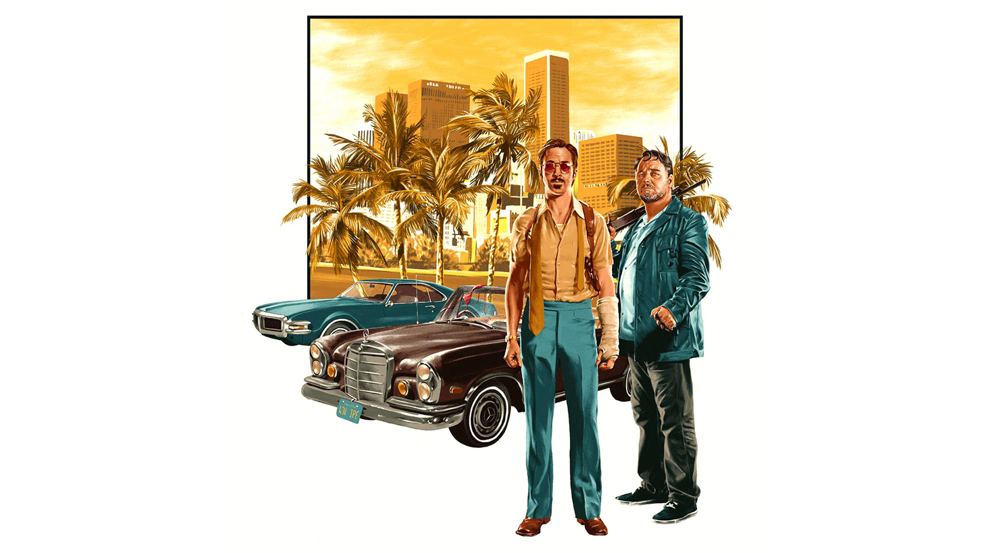The Nice Guys, Crime-solving duo, 1970s Los Angeles, Comedy mystery, 1920x1080 Full HD Desktop