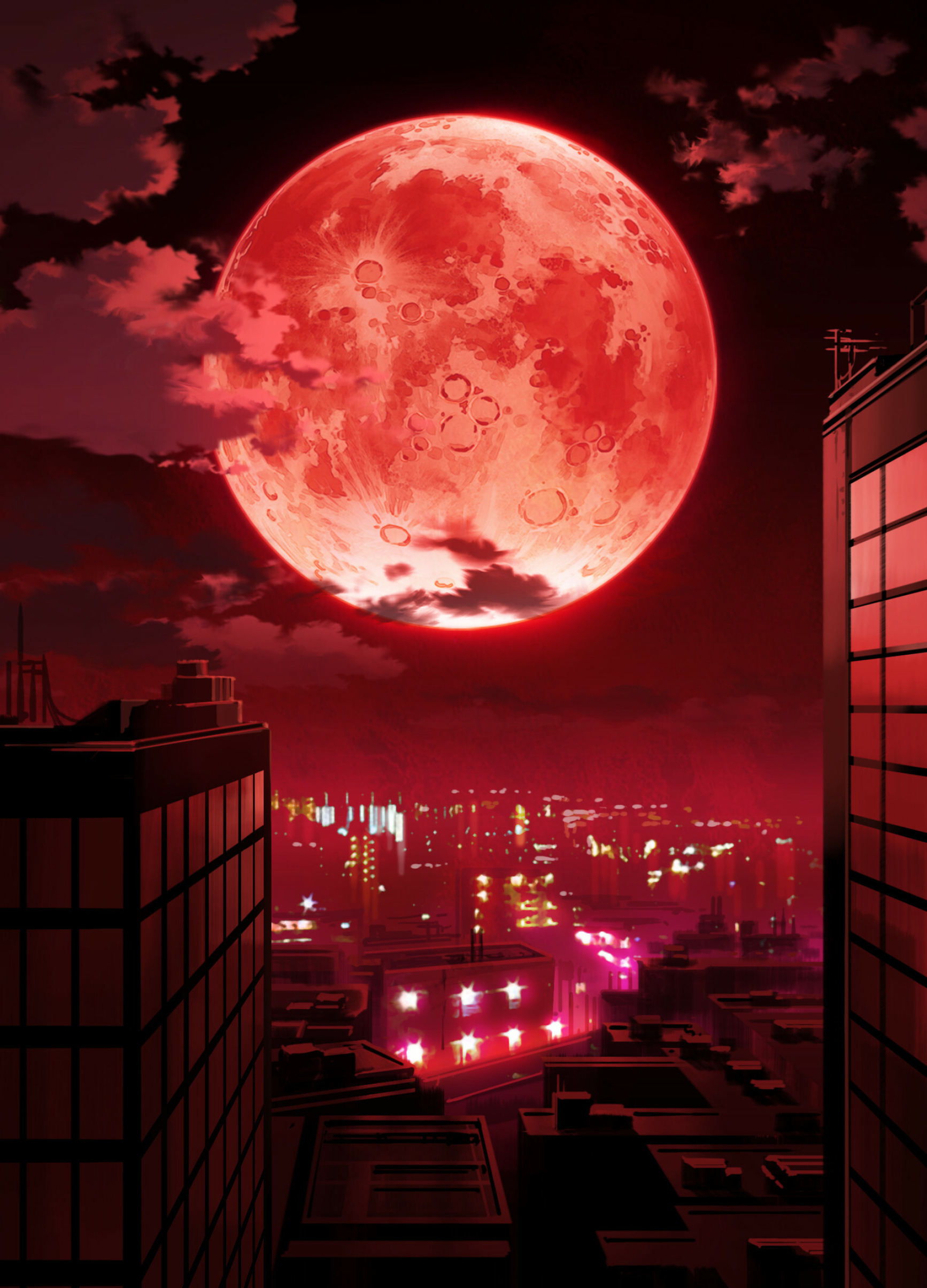 Moonlight: A total lunar eclipse, Blood Moon, Occurs when the Moon moves into the Earth's shadow. 1740x2410 HD Wallpaper.
