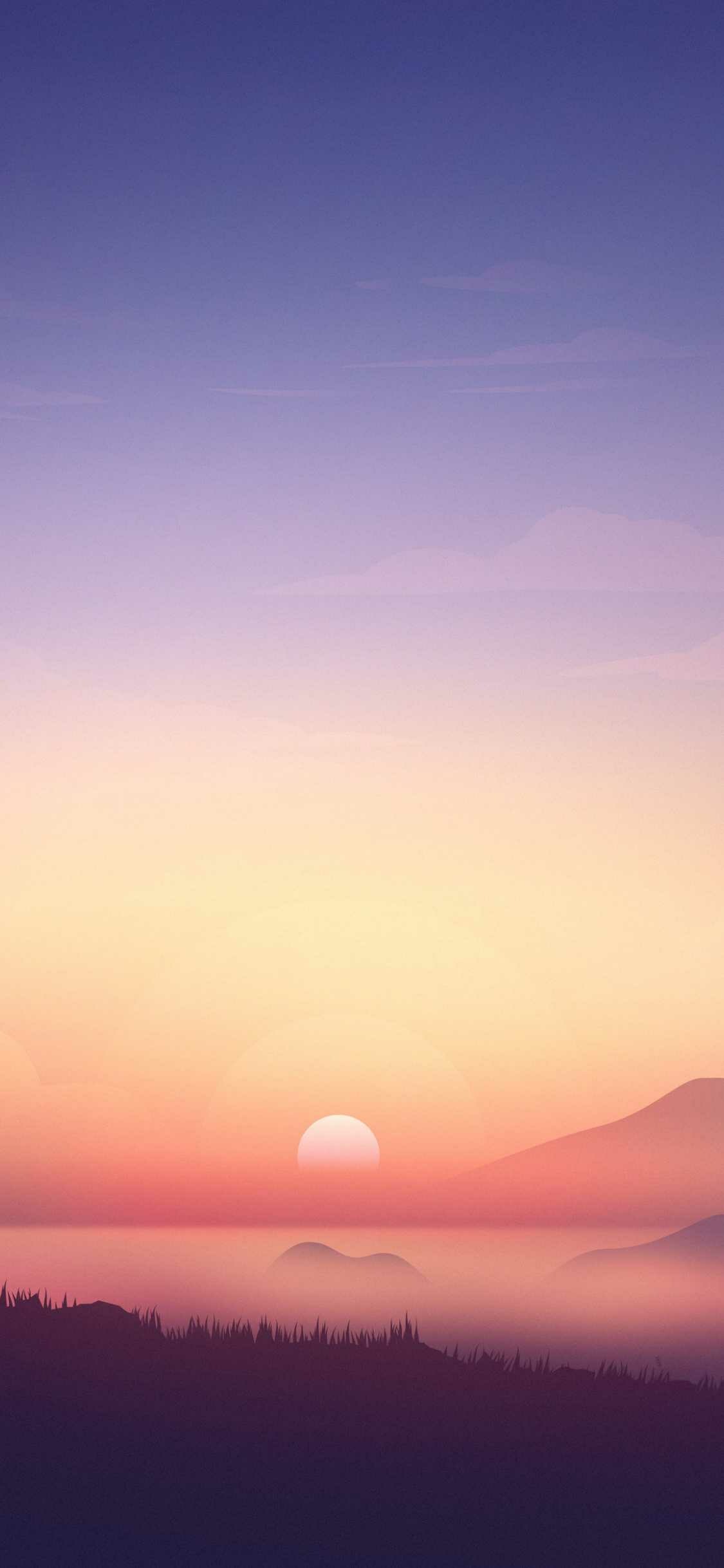Sunrise: The sun is low on the horizon, Celestial object. 1130x2440 HD Background.