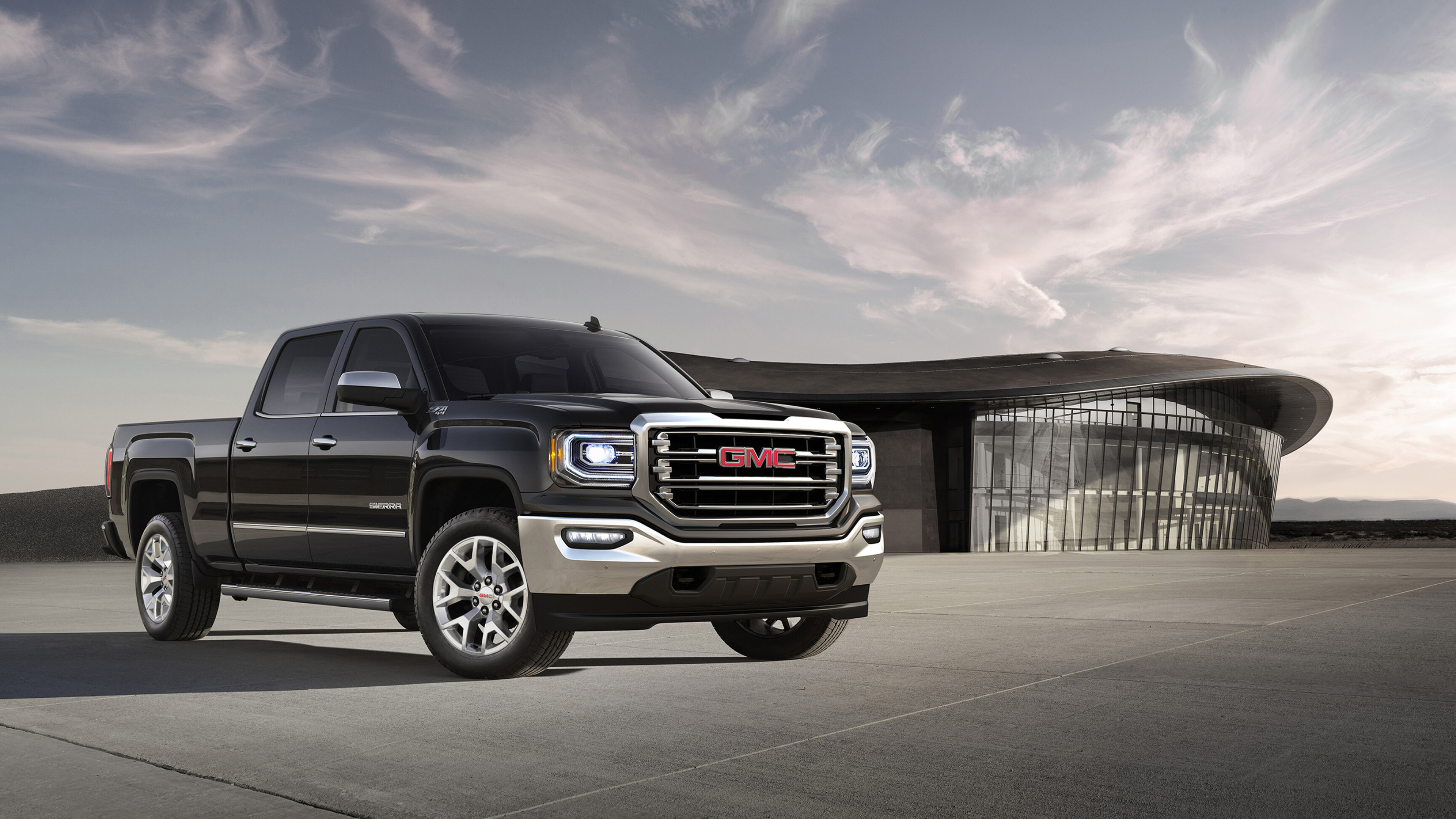 GMC: Sierra 1500 SLT, Off-road truck, Beautiful styling, Authentic materials and thoughtfully crafted details. 3840x2160 4K Background.