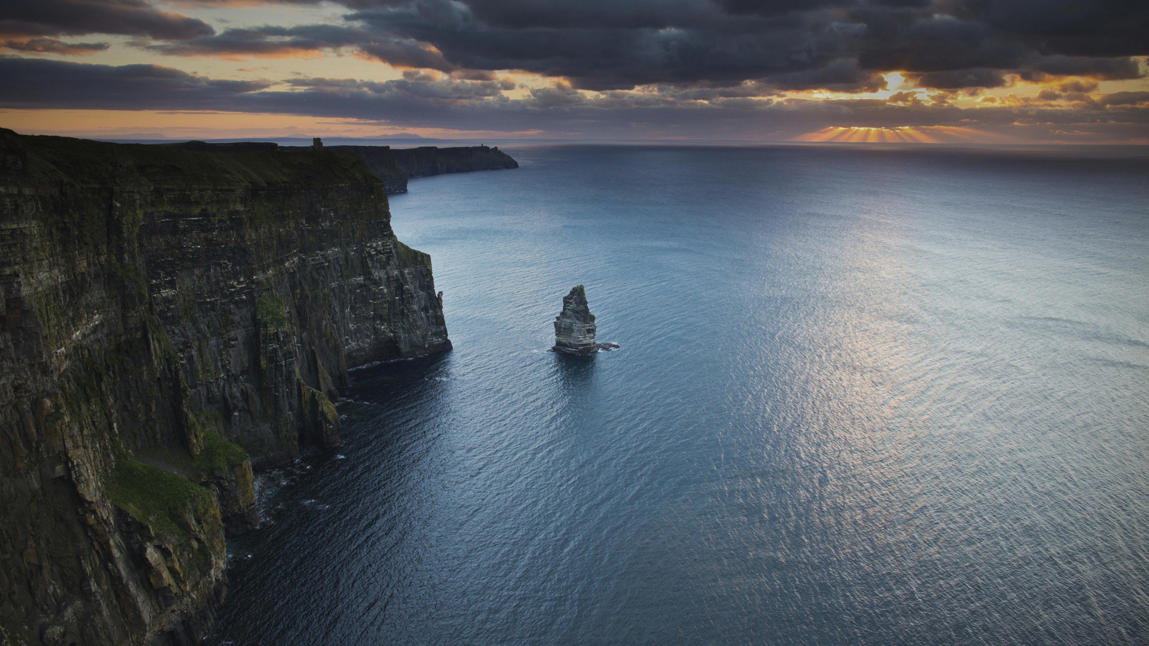 Atlantic Ocean, Cliffs of Moher, Ireland, 3840x2160 4K Desktop