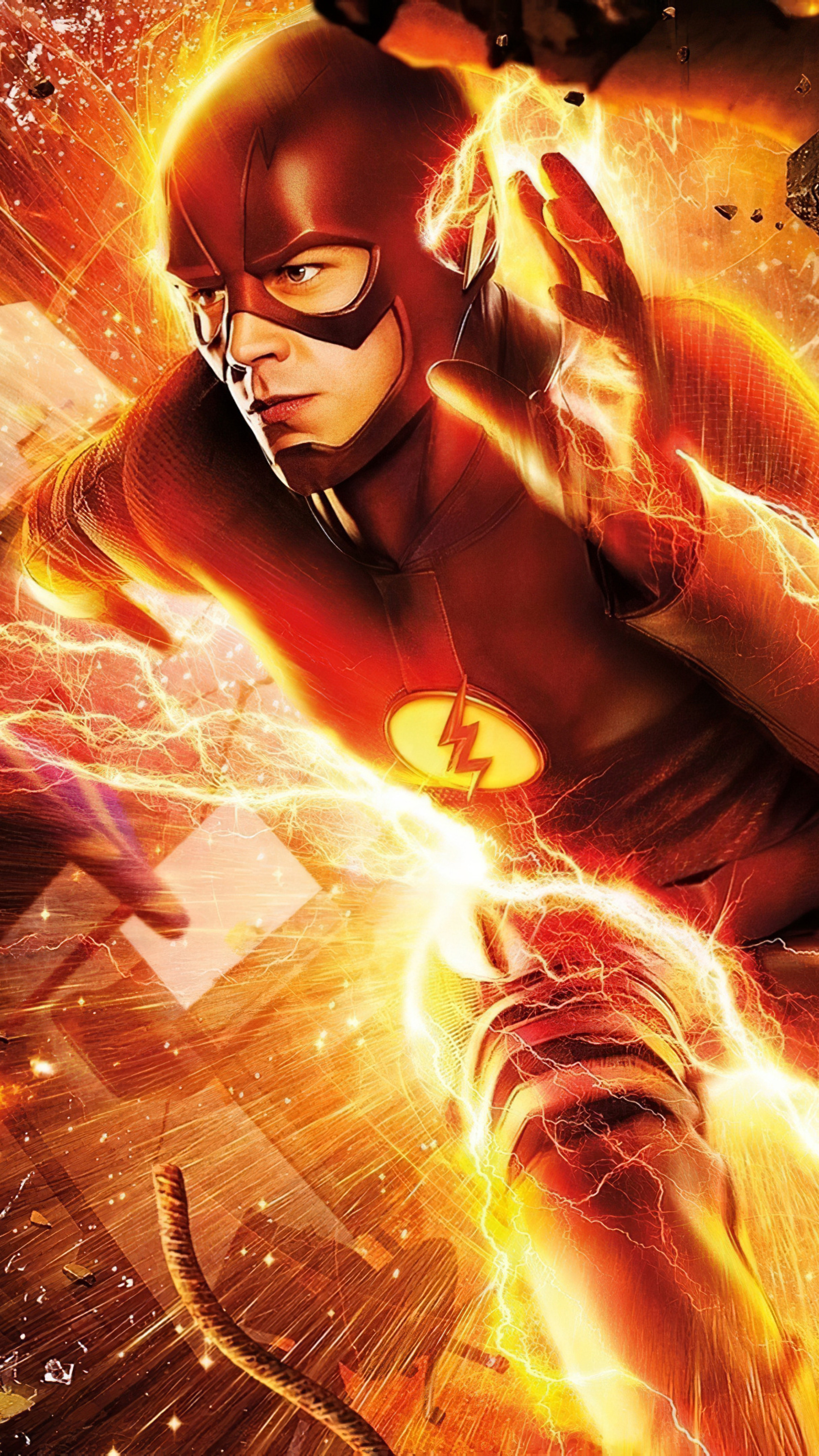 Superheroes, Grant Gustin's Flash, 4K HD wallpapers, High-speed adventures, 2160x3840 4K Phone