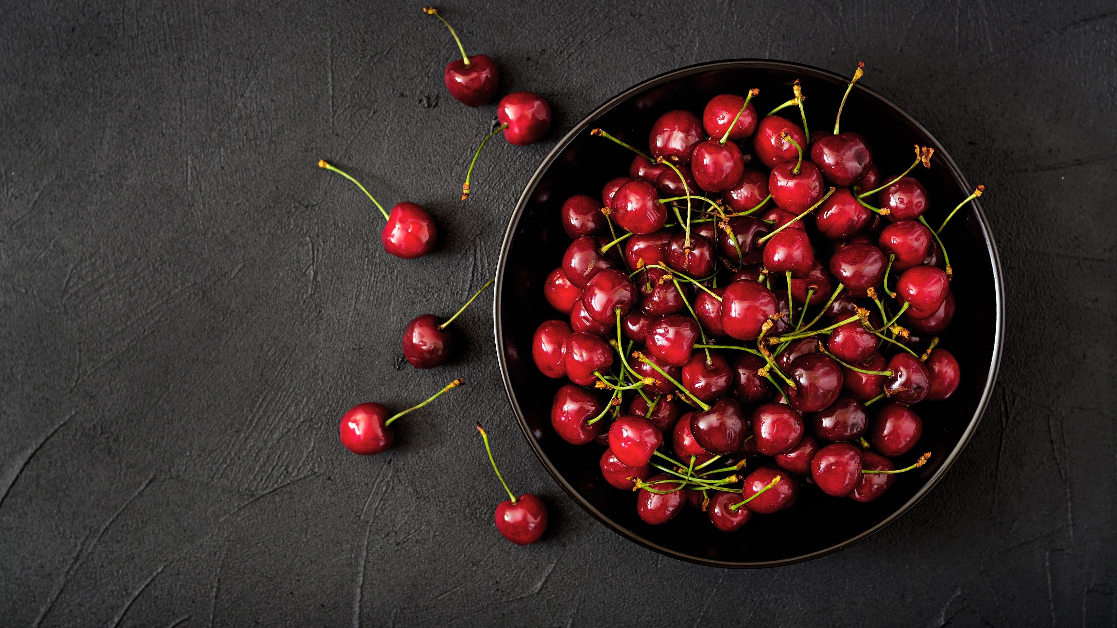 Cherry: Cherries, The fruit of many plants of the genus Prunus. 3840x2160 4K Background.
