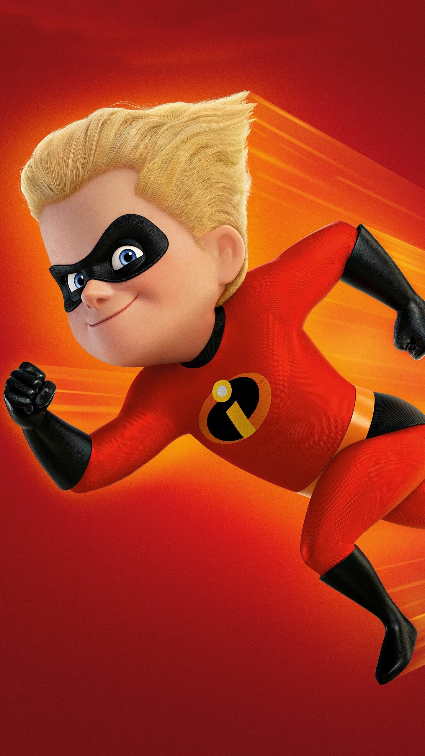 The Incredibles: Spencer Fox as Dashiell "Dash" Parr, the Parrs' second child who possesses superhuman speed. 1440x2560 HD Background.