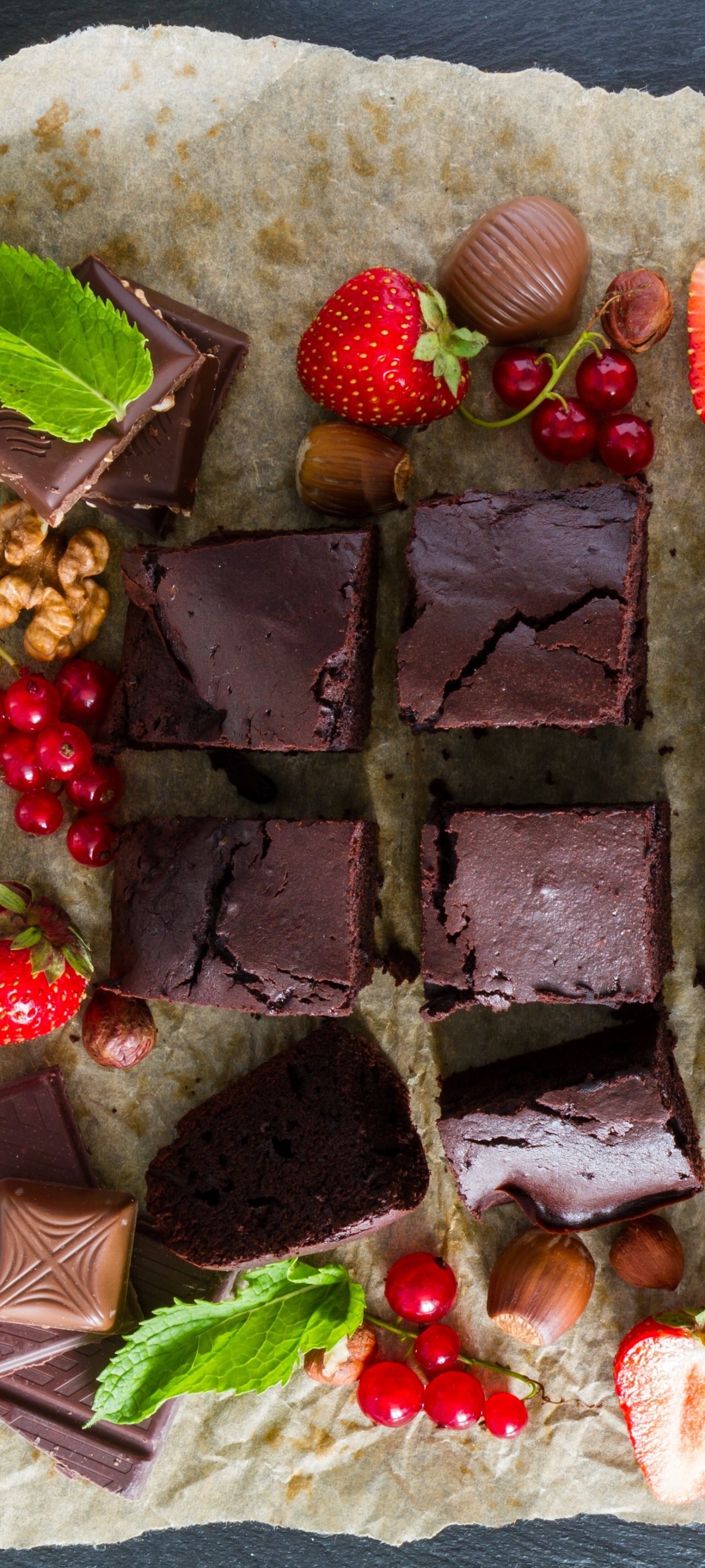 Decadent brownie, Gooey fudge goodness, Chocolatey pleasure, Satisfying dessert, 1440x3200 HD Phone