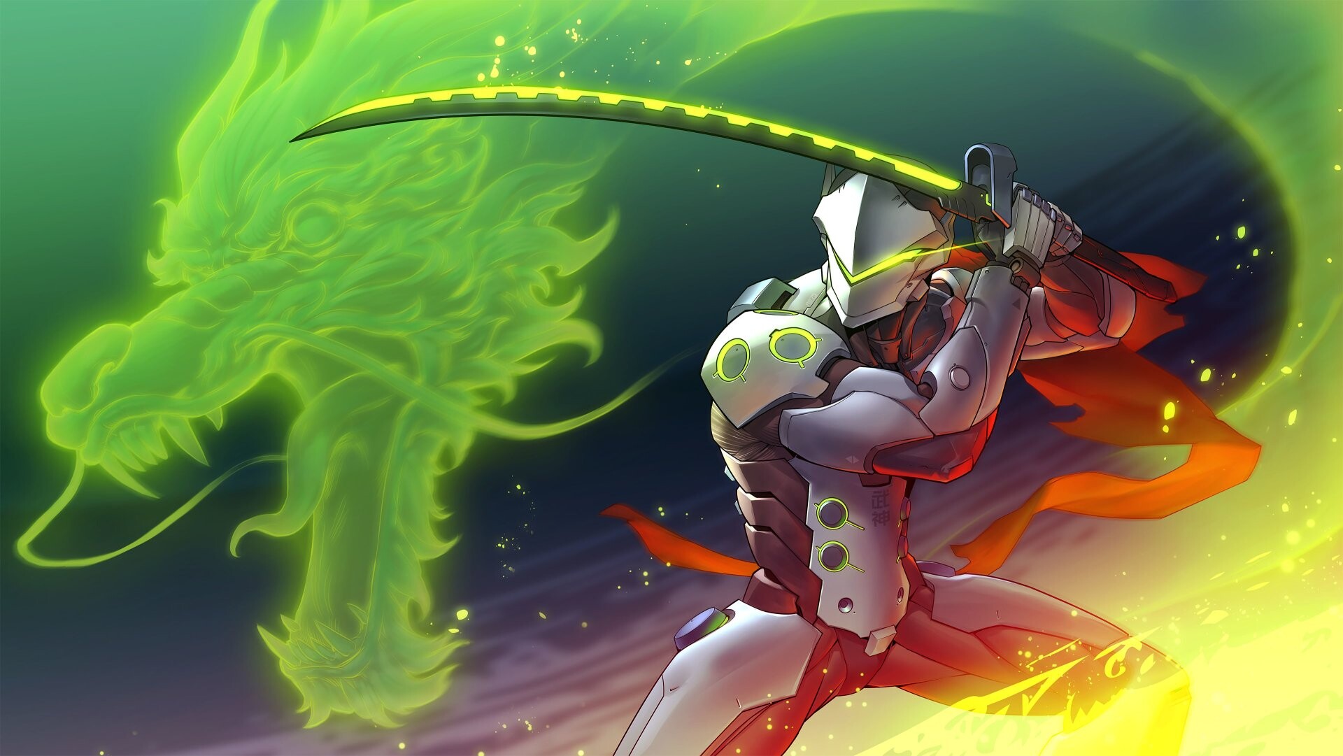 Genji: Overwatch, Cyber-Agility makes Shimada a difficult target and allows him to navigate the map with ease. 1920x1090 HD Background.