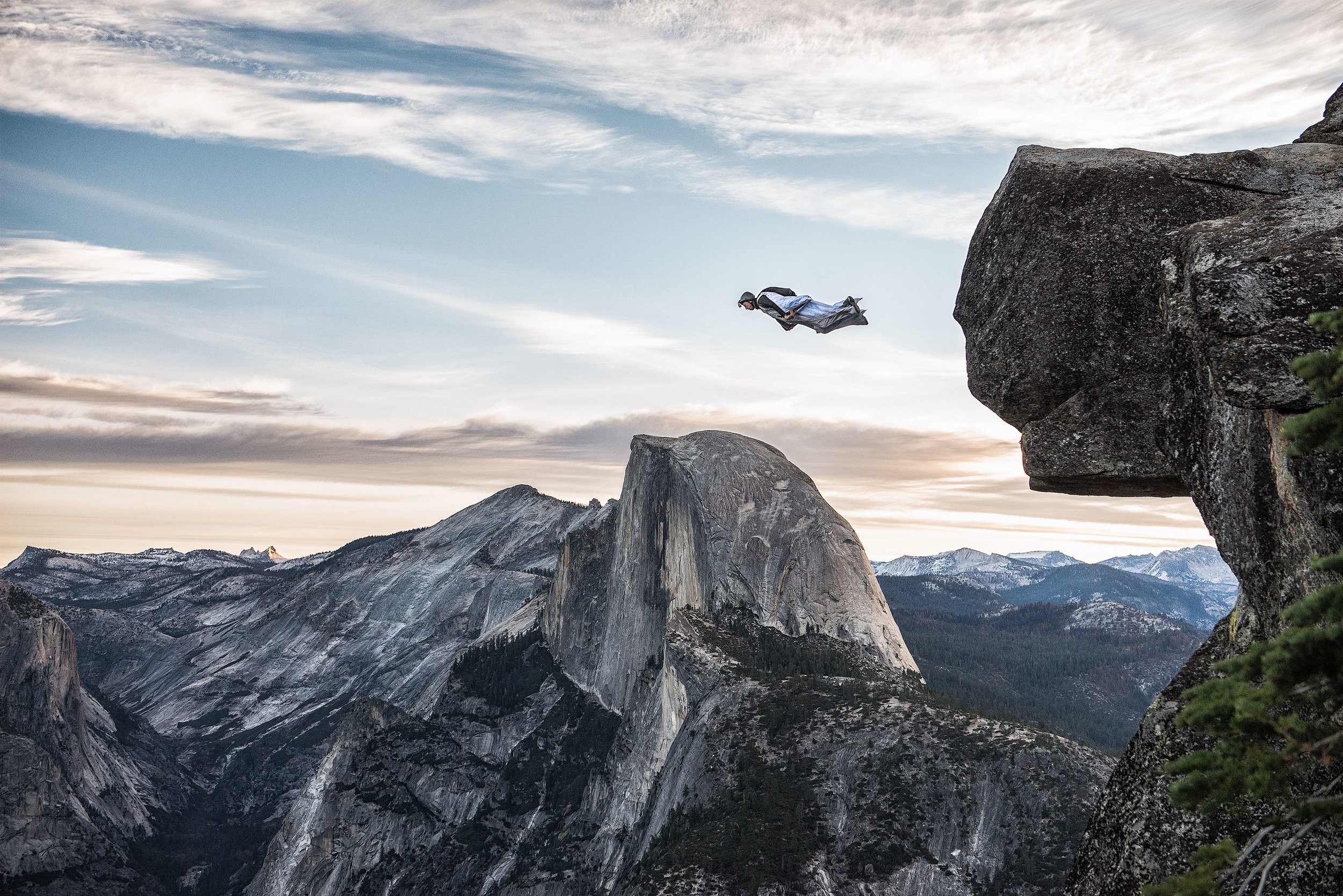 BASE Jumping: Jumping from a mountain cliff, Wingsuit jumping, Extreme sport. 2500x1670 HD Background.