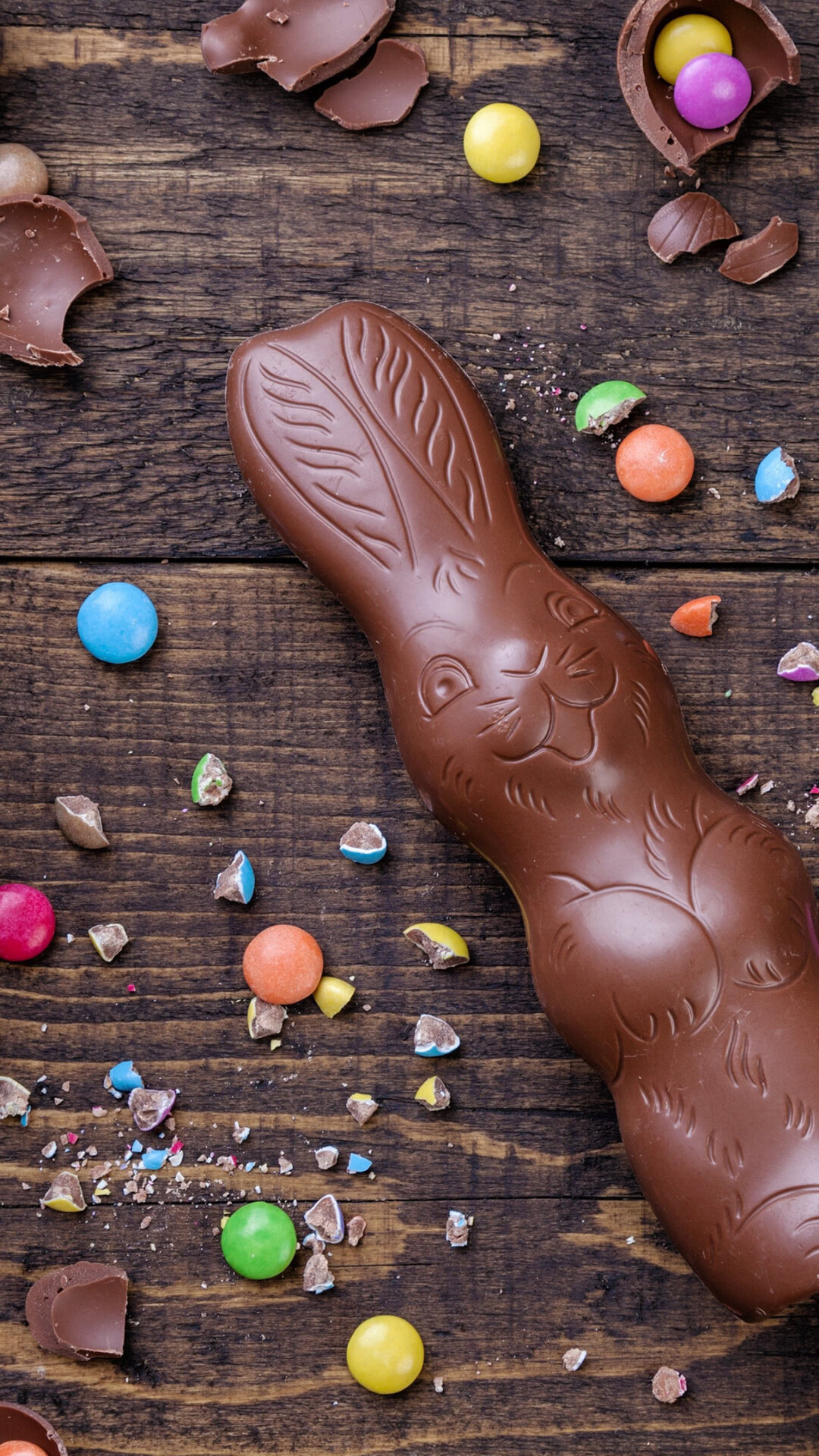 Easter: A joyful festival and a time of redemption, Chocolate bunny. 1080x1920 Full HD Background.