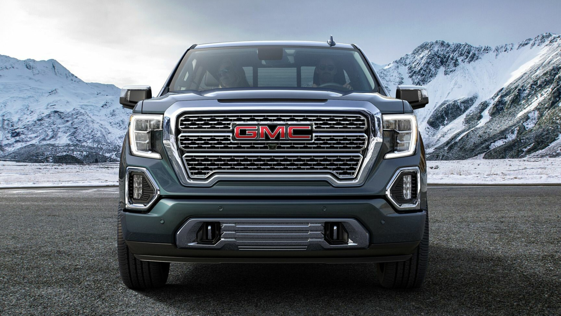 GMC Sierra: A loaded model with the 6.2-liter V-8, Three-row family-hauling, Toy-towing muscle truck. 1920x1080 Full HD Background.