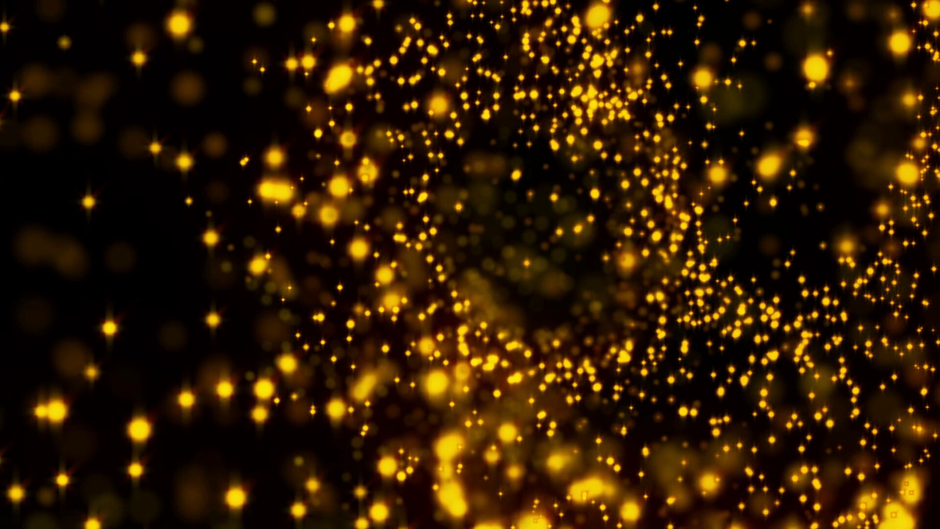 Gold Dots: Christmas blurred decorative holiday lights through the window, Bokeh effect. 1920x1080 Full HD Background.
