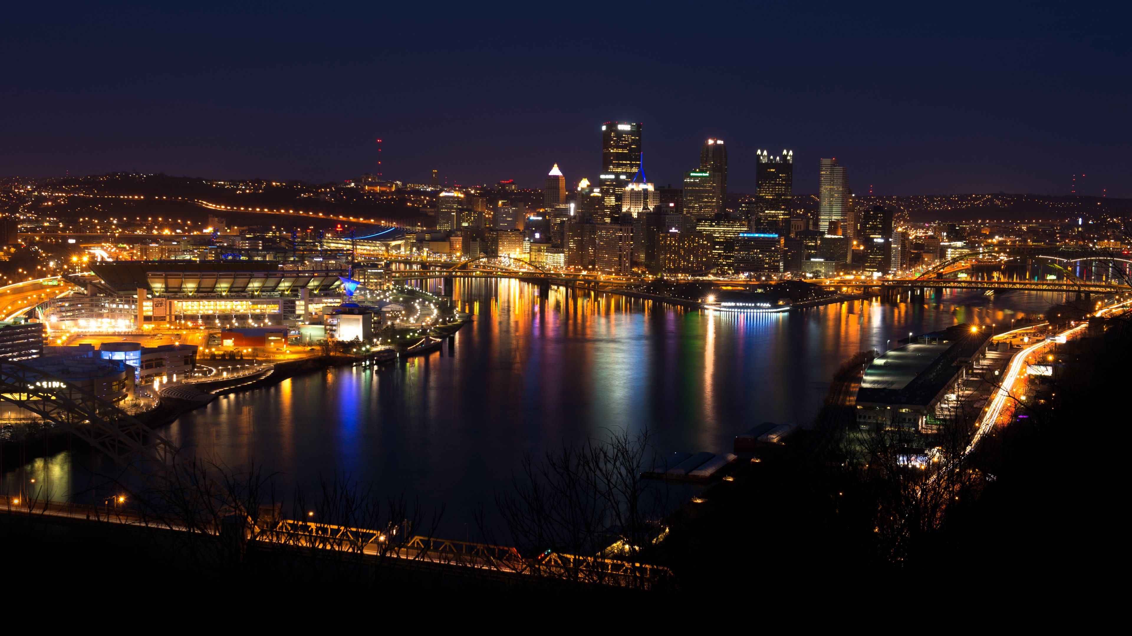 Pittsburgh Skyline, Striking wallpapers, Urban panorama, Captivating cityscape, 3840x2160 4K Desktop