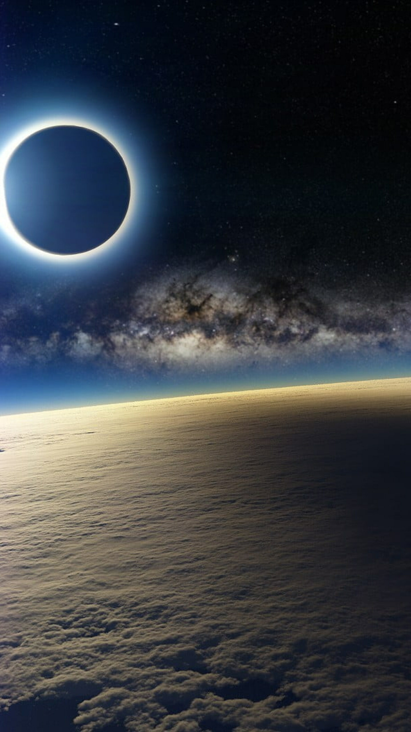 Moon illustration, Earth landscape, 1440x2560 HD Phone