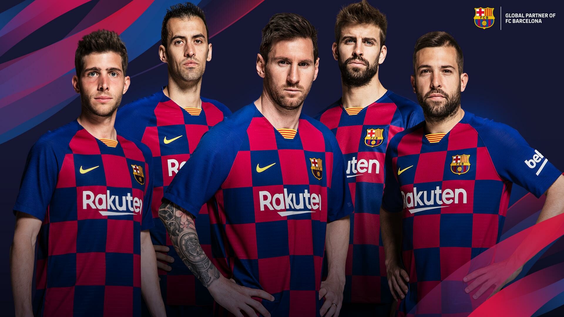 FC Barcelona: Jordi Alba, A left-back, Lionel Messi, Football players. 1920x1080 Full HD Background.