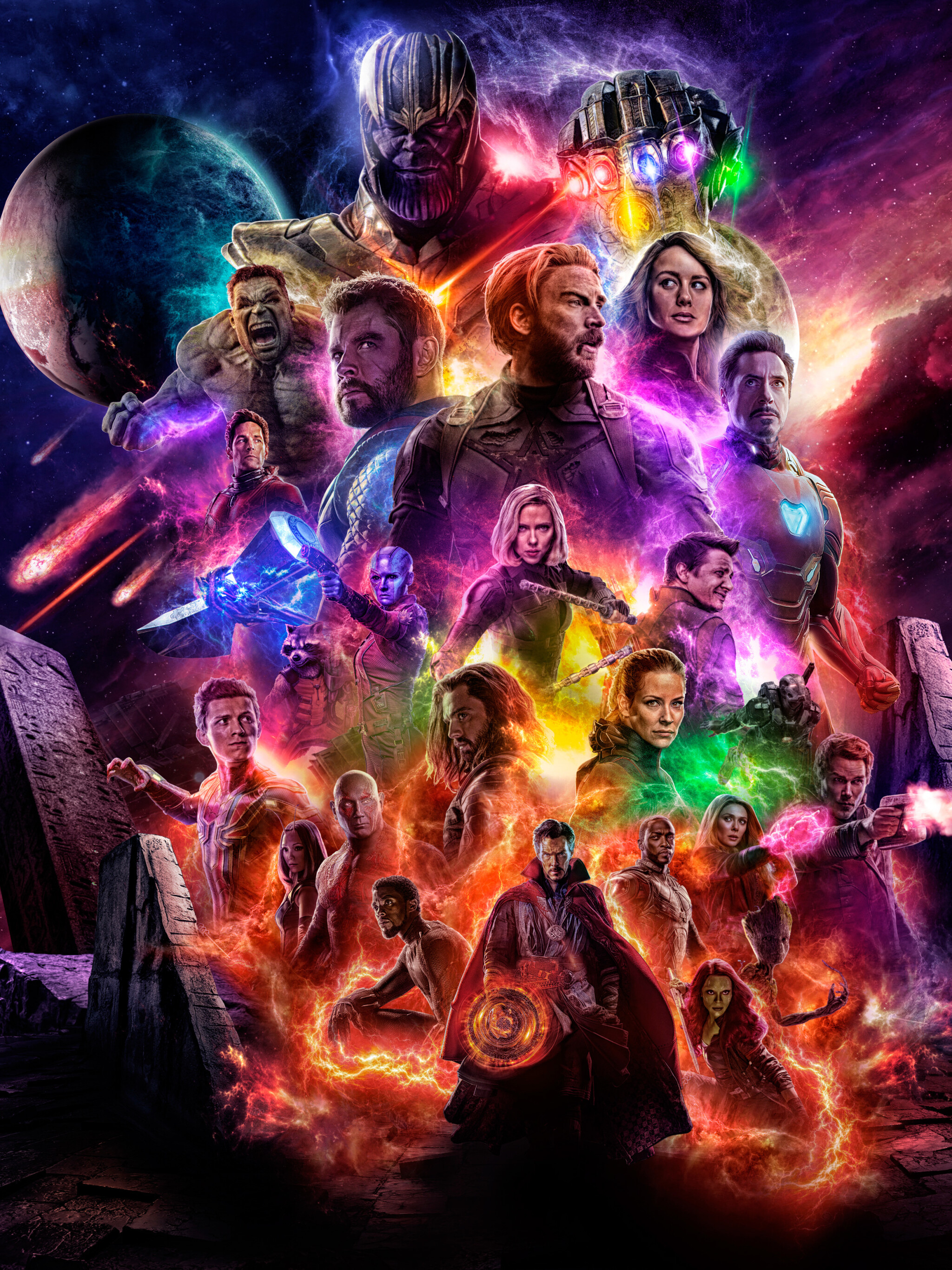 Avengers: The film received praise for its direction, acting, musical score, action sequences, visual effects, and emotional weight, with critics lauding its culmination of the 22-film story, Marvel Cinematic Universe. 2050x2740 HD Background.