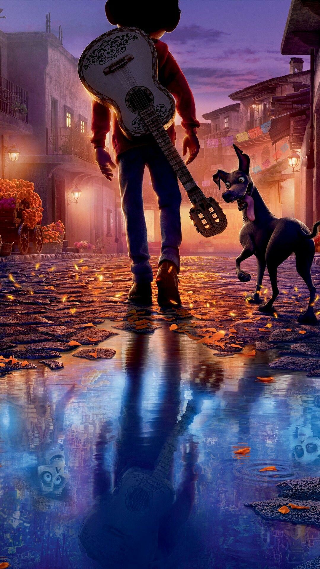 Coco (Cartoon): A 2017 American 3D computer-animated musical fantasy drama film produced by Pixar Animation Studios. 1080x1920 Full HD Background.