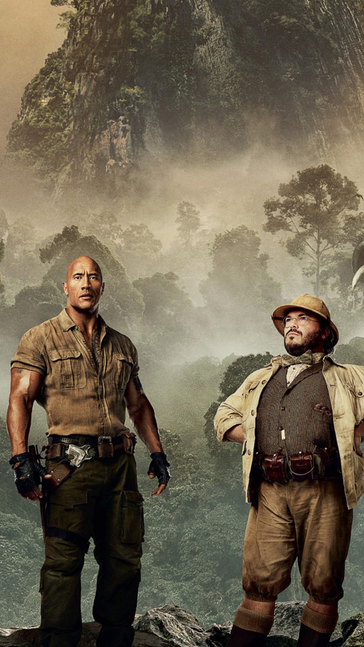 Jack Black, Jumanji: Welcome to the Jungle, Kevin Hart, Dwayne Johnson, 1440x2560 HD Phone